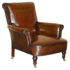 CHAUSSIER DE CLUB ART DECO DEEP BROWN LEATHER ANTIQUE COMPLETEMENT récupéré, CIRCA 1920's
