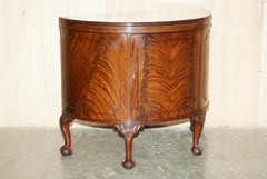 FULLY RESTORED ANTiQUE FLAMED HARDWOOD CLAW & BALL FOOT DEMI LUNE SIDEBOARD