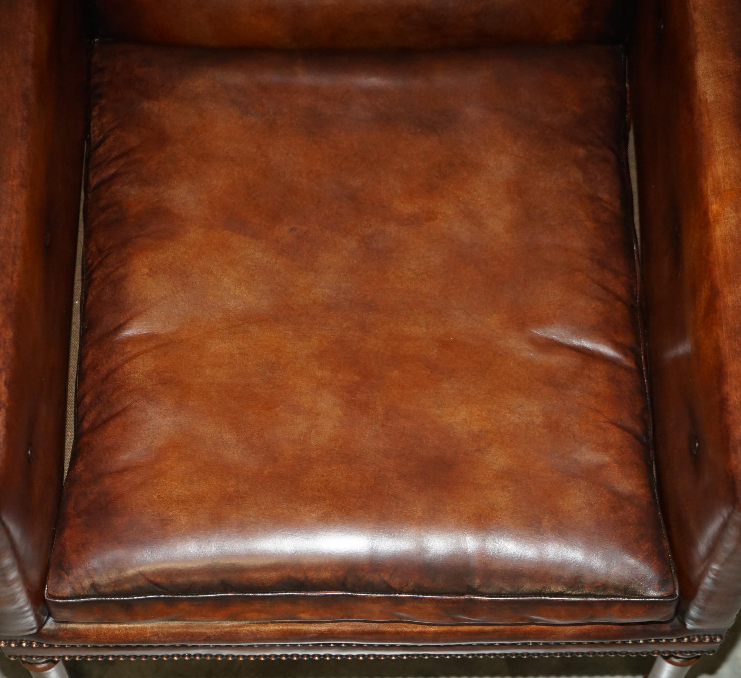 Fully Restored Antique George III circa 1780 Brown Leather Chesterfield Armchair For Sale 8