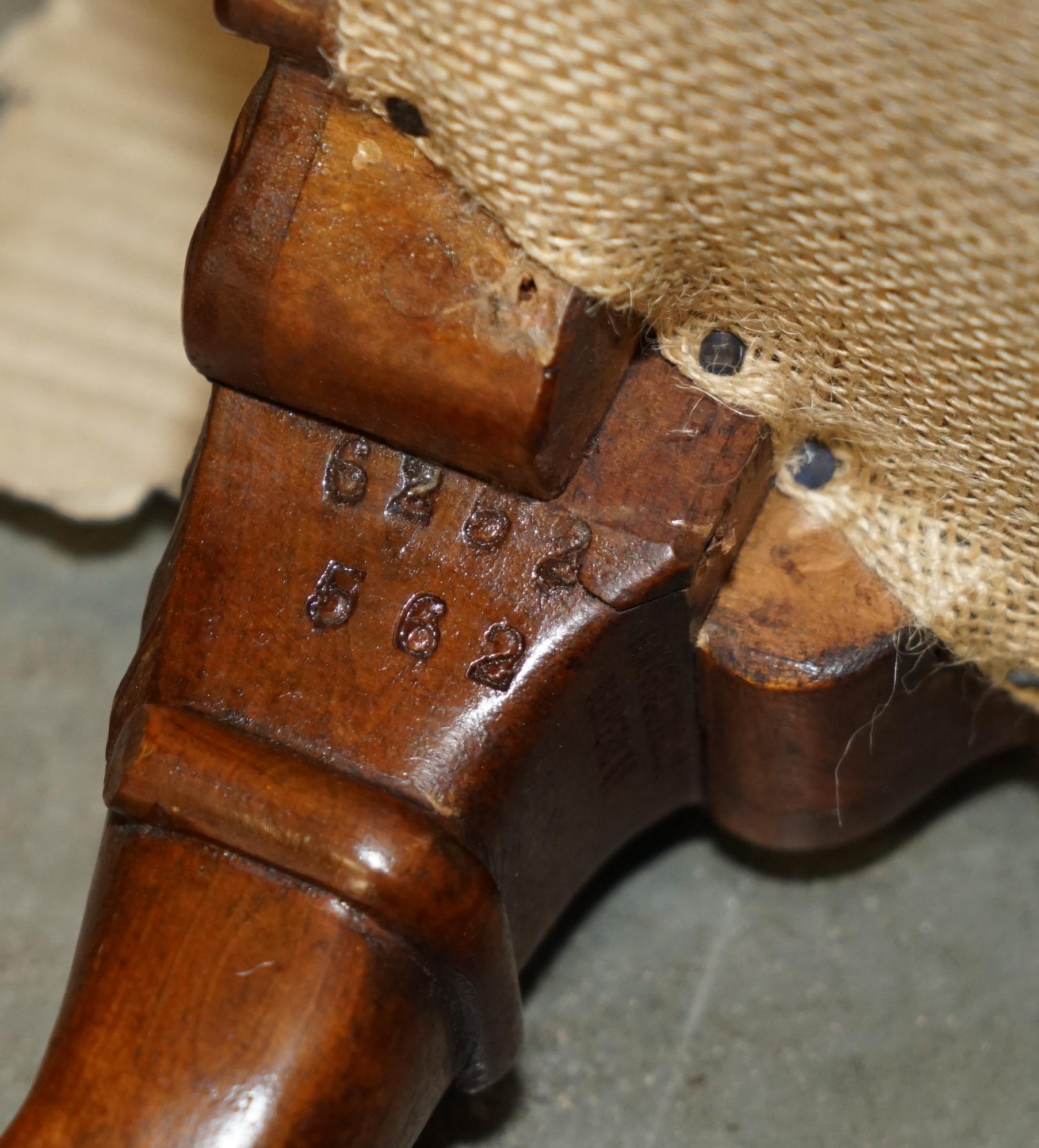 English FULLY RESTORED ANTIQUE HOWARD & SON'S CLAW & BALL FEET ARMCHAIR TICKING FABRiC For Sale