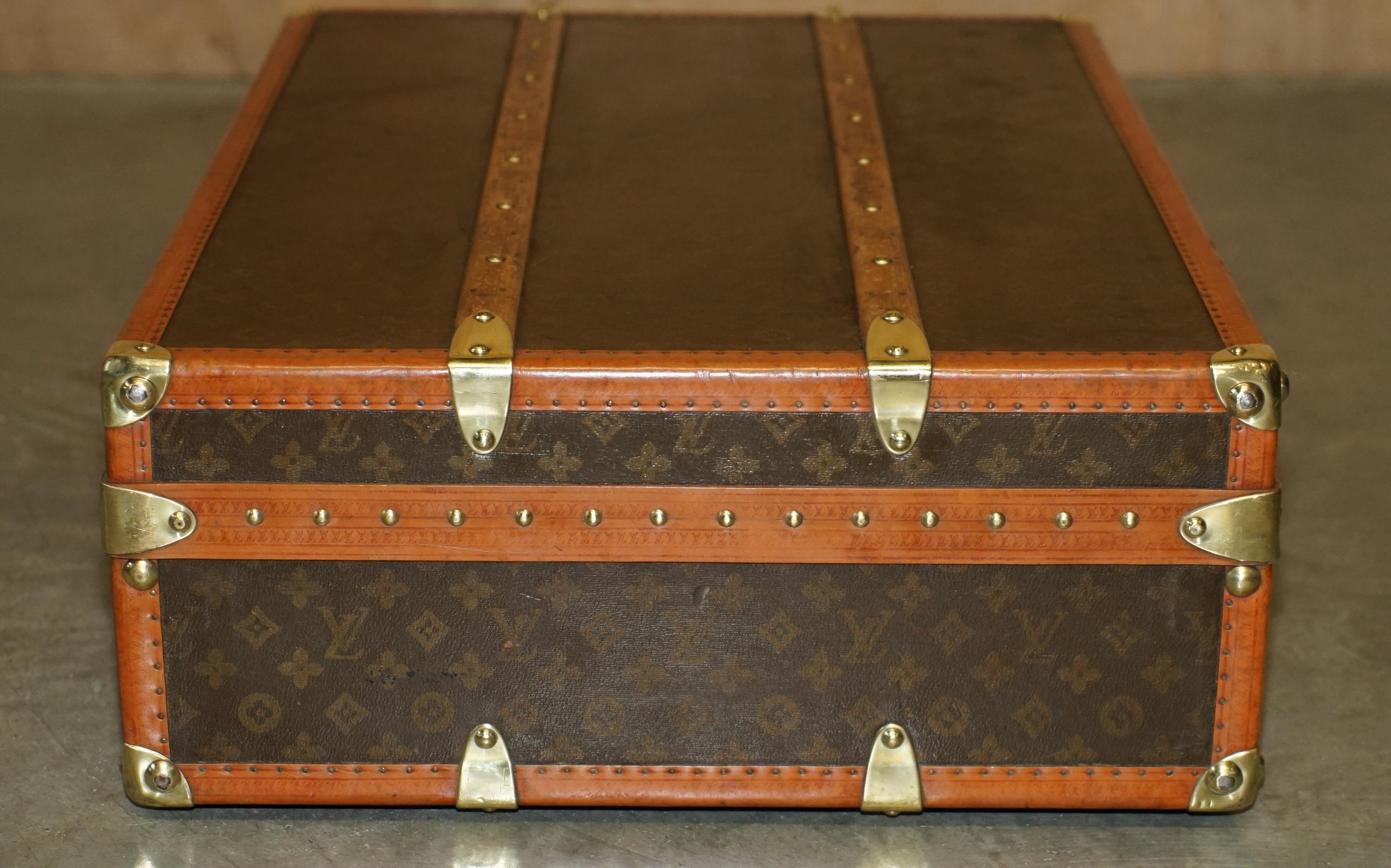 FULLY RESTORED ANTiQUE LOUIS VUITTON STAMPED MONOGRAM WARDROBE TRUNK For Sale 3