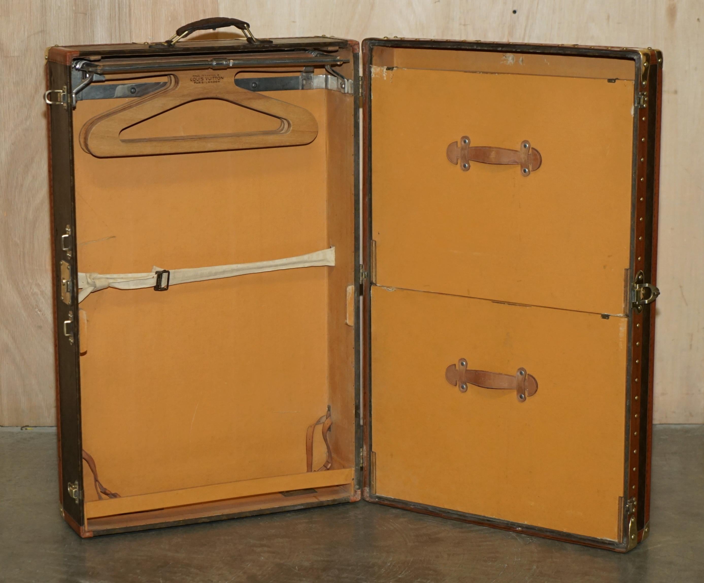 FULLY RESTORED ANTiQUE LOUIS VUITTON STAMPED MONOGRAM WARDROBE TRUNK For Sale 5
