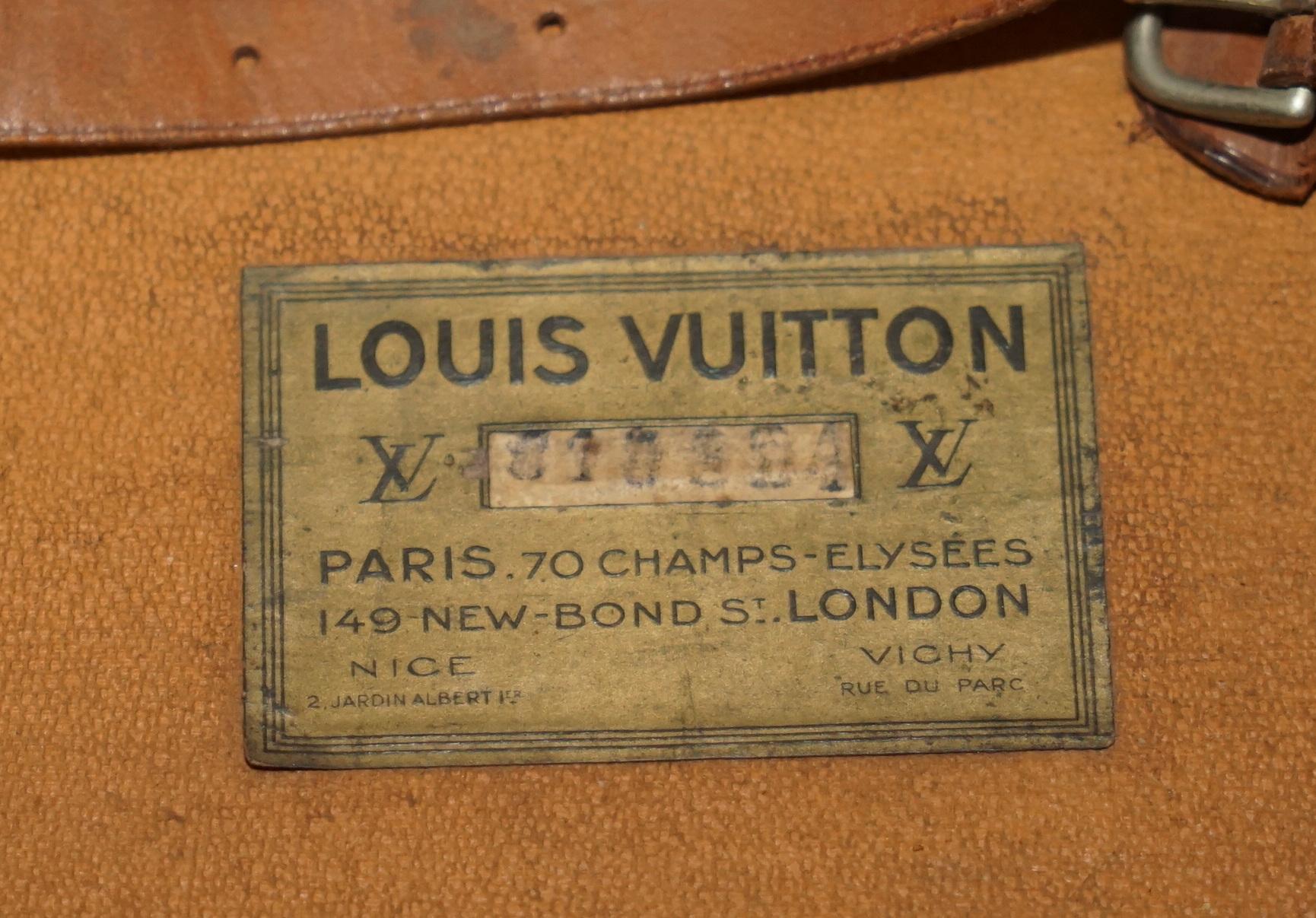 FULLY RESTORED ANTiQUE LOUIS VUITTON STAMPED MONOGRAM WARDROBE TRUNK For Sale 7