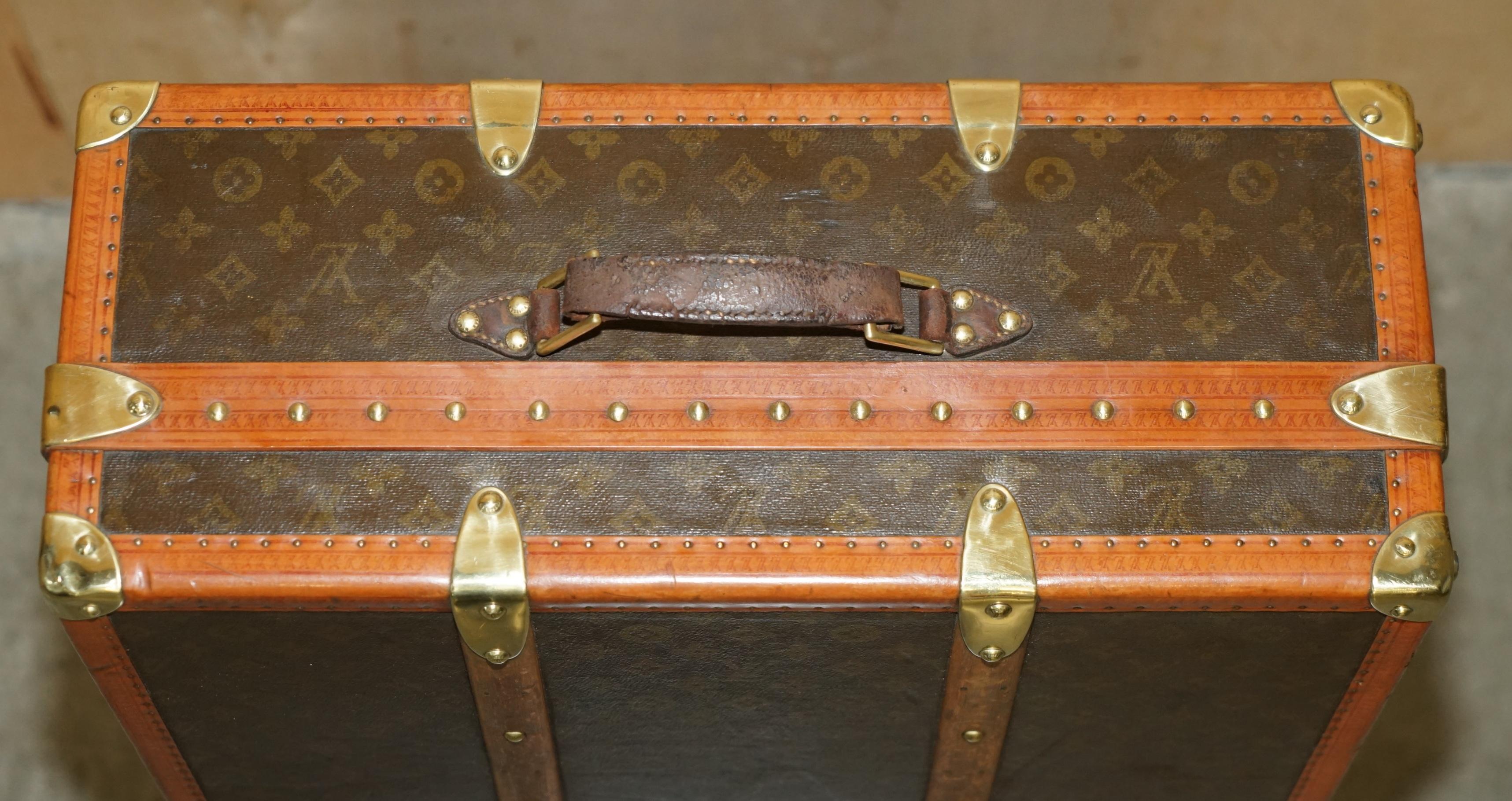 Early 20th Century FULLY RESTORED ANTiQUE LOUIS VUITTON STAMPED MONOGRAM WARDROBE TRUNK For Sale