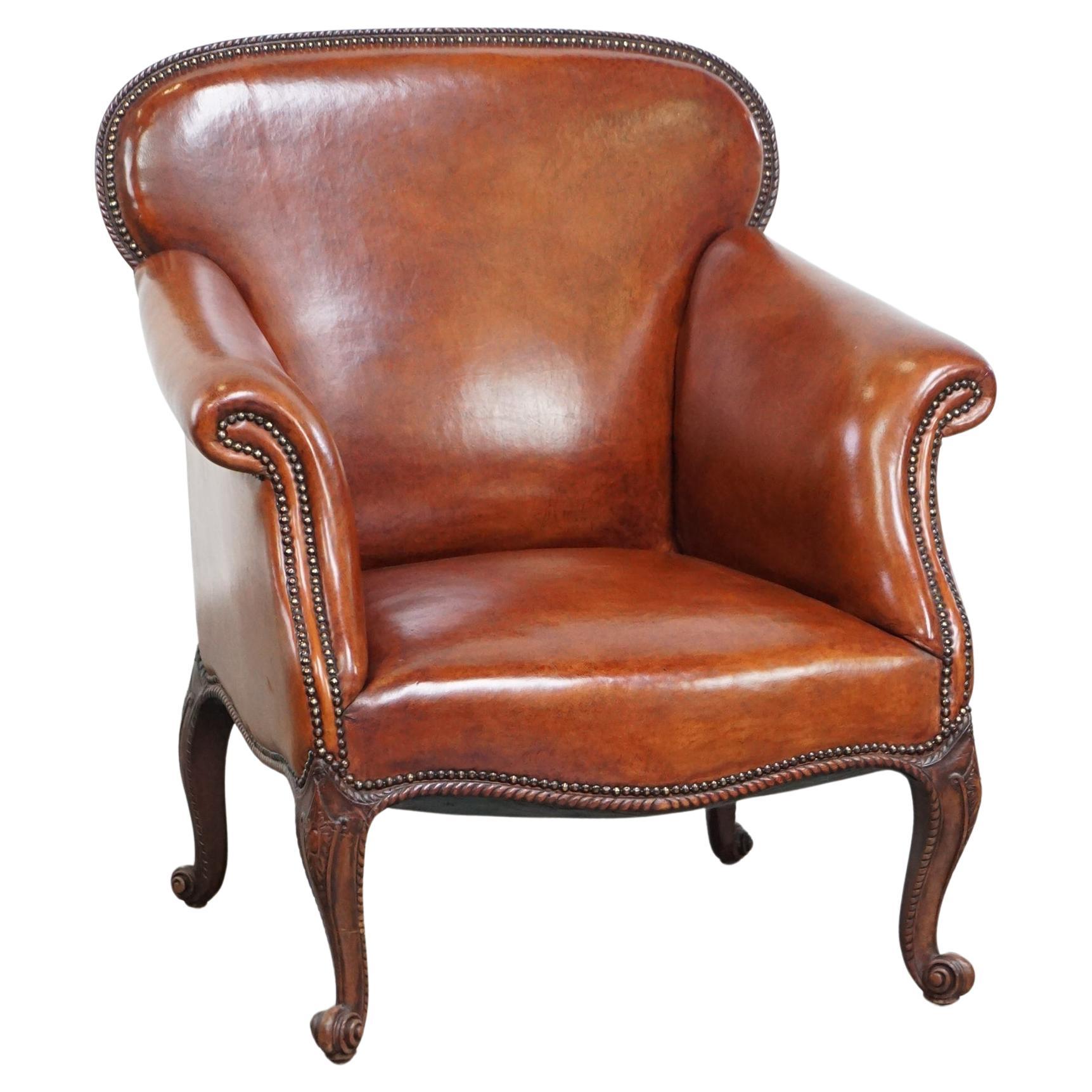 Fully restored antique sheepskin armchair