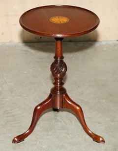 FULLY RESTORED ANTIQUE SHERATON REVIVAL HARDWOOD TRIPOD SiDE END LAMP WINE TABLE