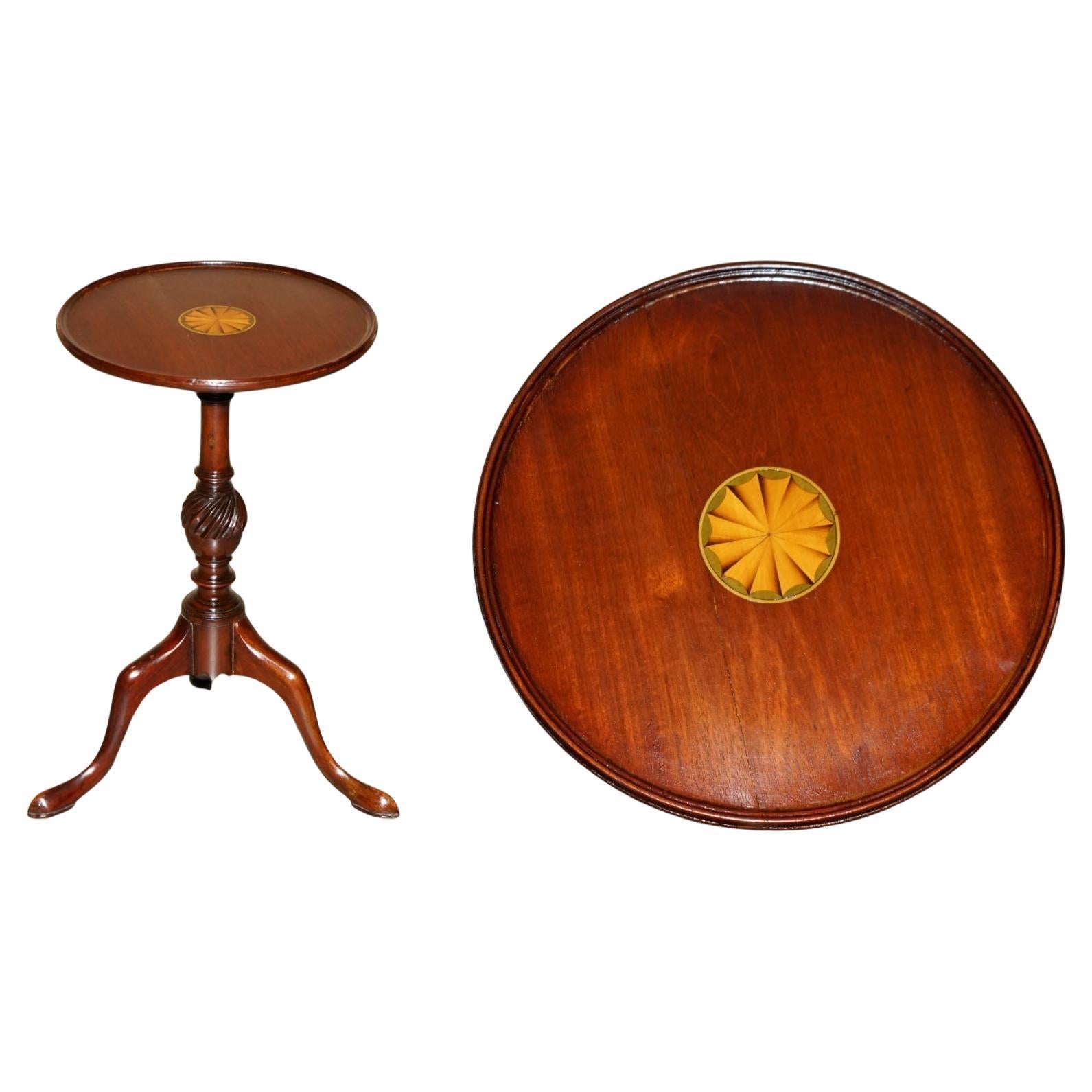 FULLY RESTORED ANTIQUE SHERATON REVIVAL HARDWOOD TRIPOD SiDE END LAMP WINE TABLE For Sale