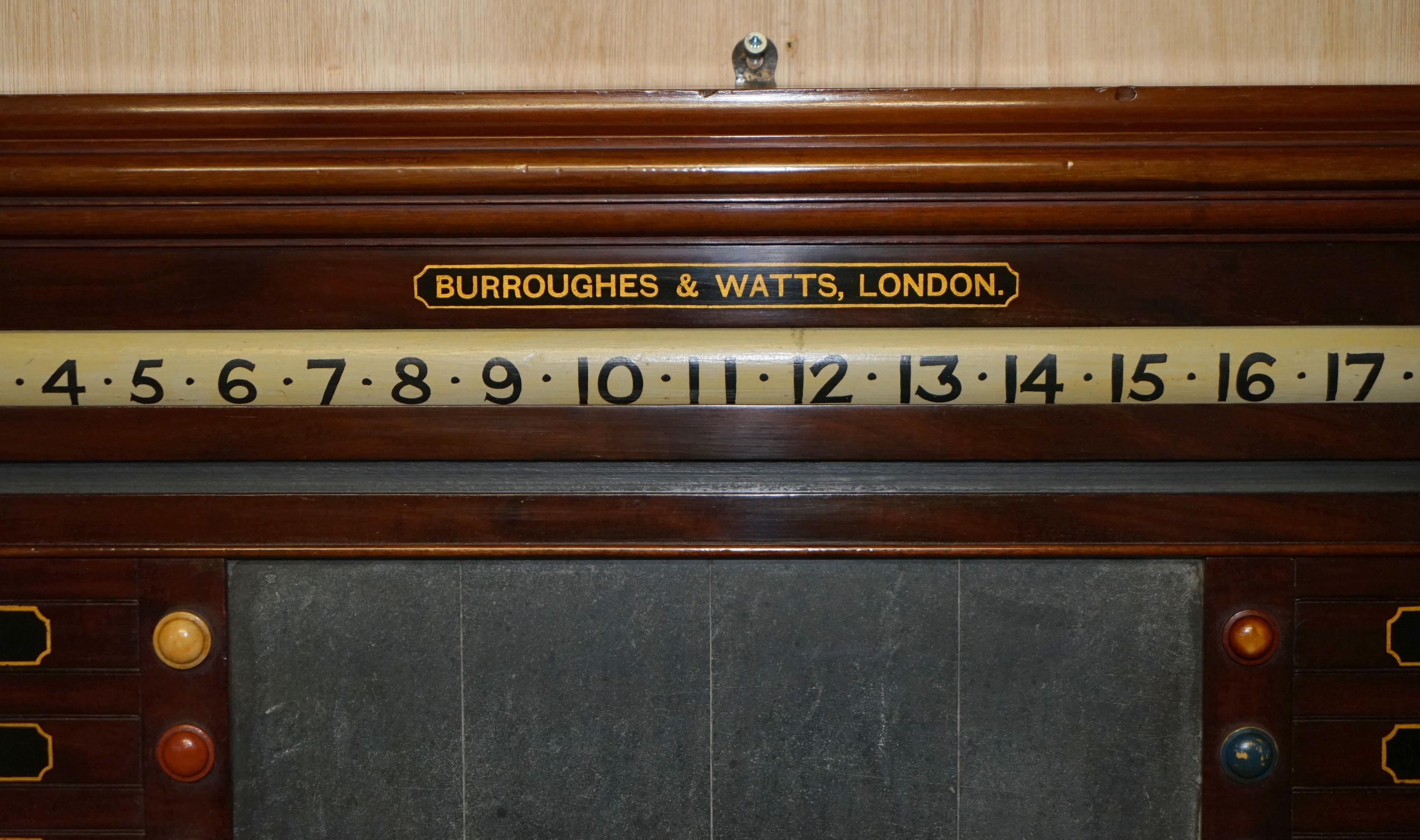 Victorian FULLY RESTORED ANTiQUE VICTORIAN BURROUGHES & WATTS LONDON SNOOKER SCOREBOARD For Sale