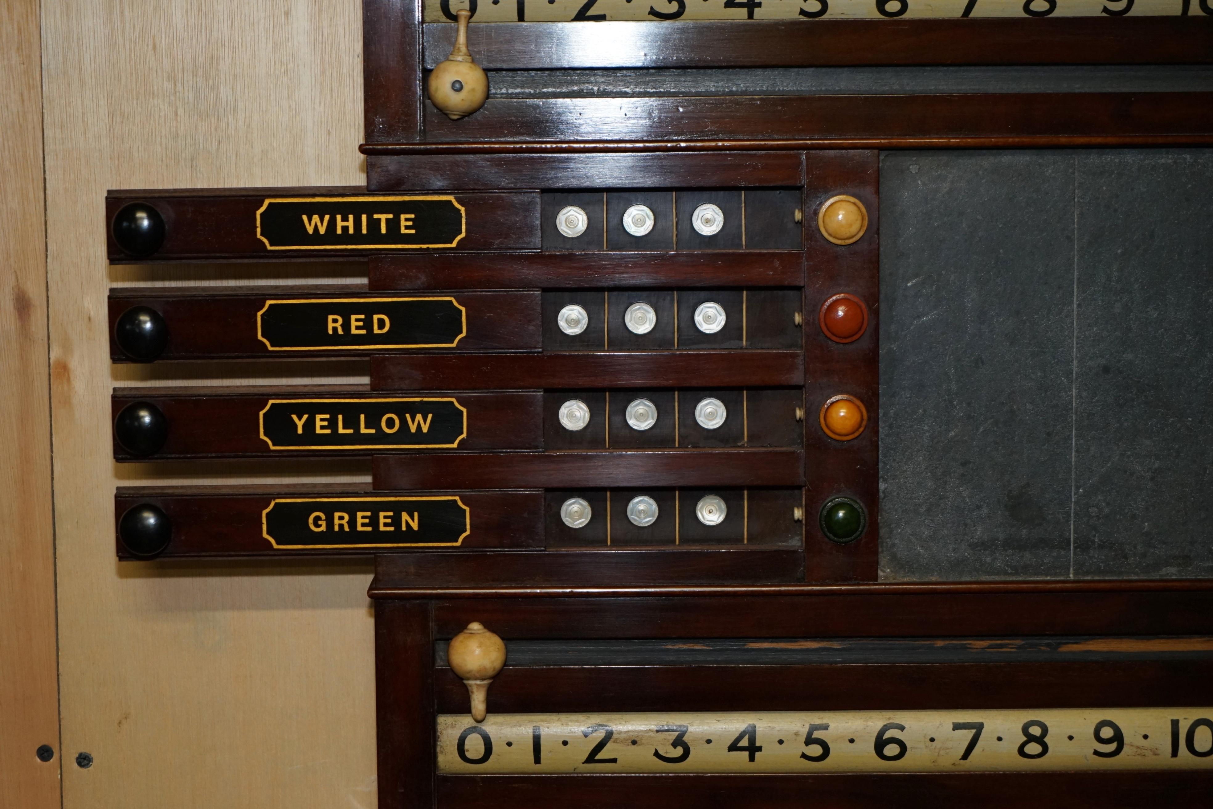 19th Century FULLY RESTORED ANTiQUE VICTORIAN BURROUGHES & WATTS LONDON SNOOKER SCOREBOARD For Sale