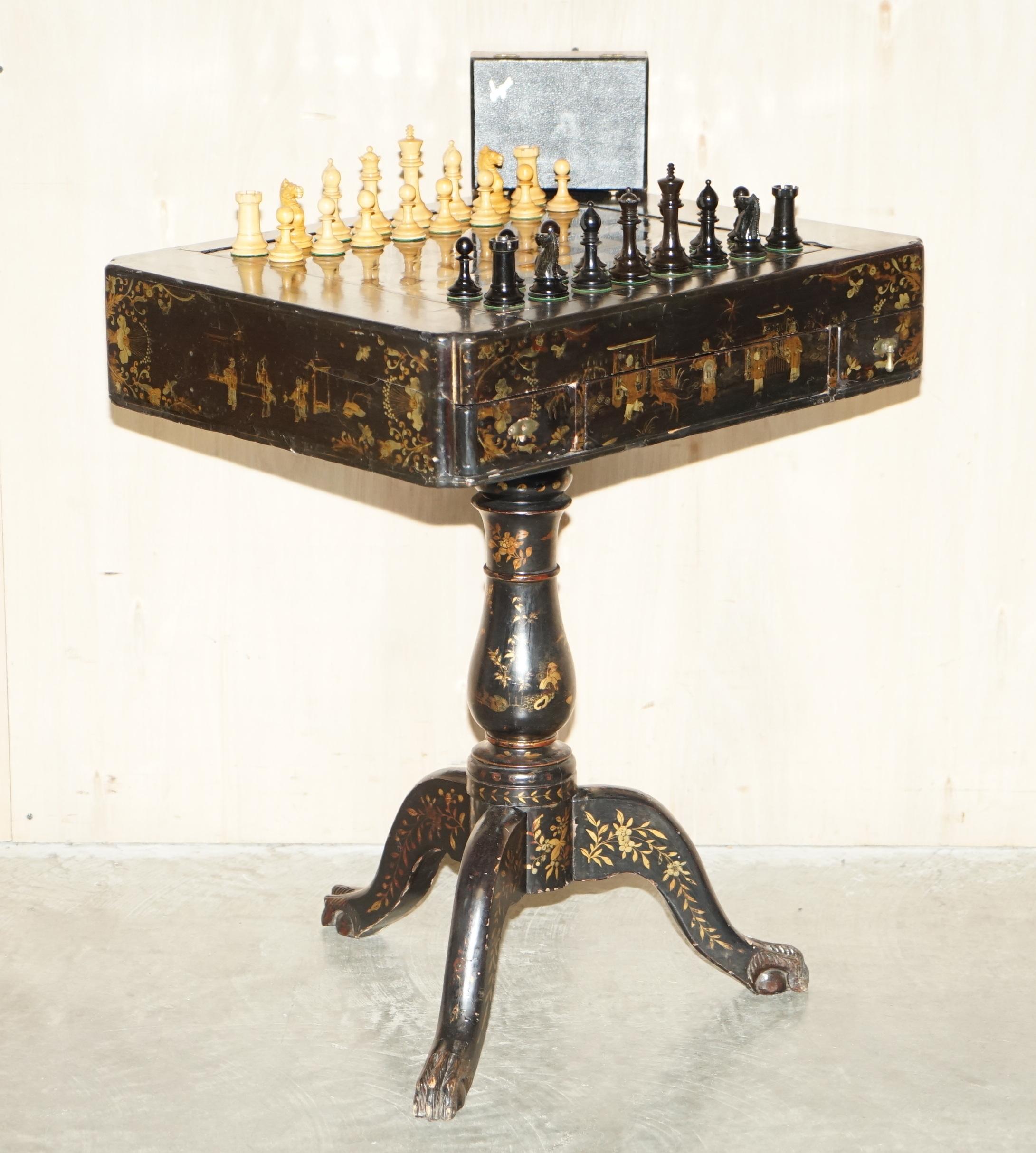 Royal House Antiques

Royal House Antiques is delighted to offer for sale this extremely rare original fully restored Victorian Jaques London Staunton weighted chess set

PLEASE NOTE THE CHINESE CHINOISERIE TABLE IS NOT INCLUDED IN THIS LISTING BUT
