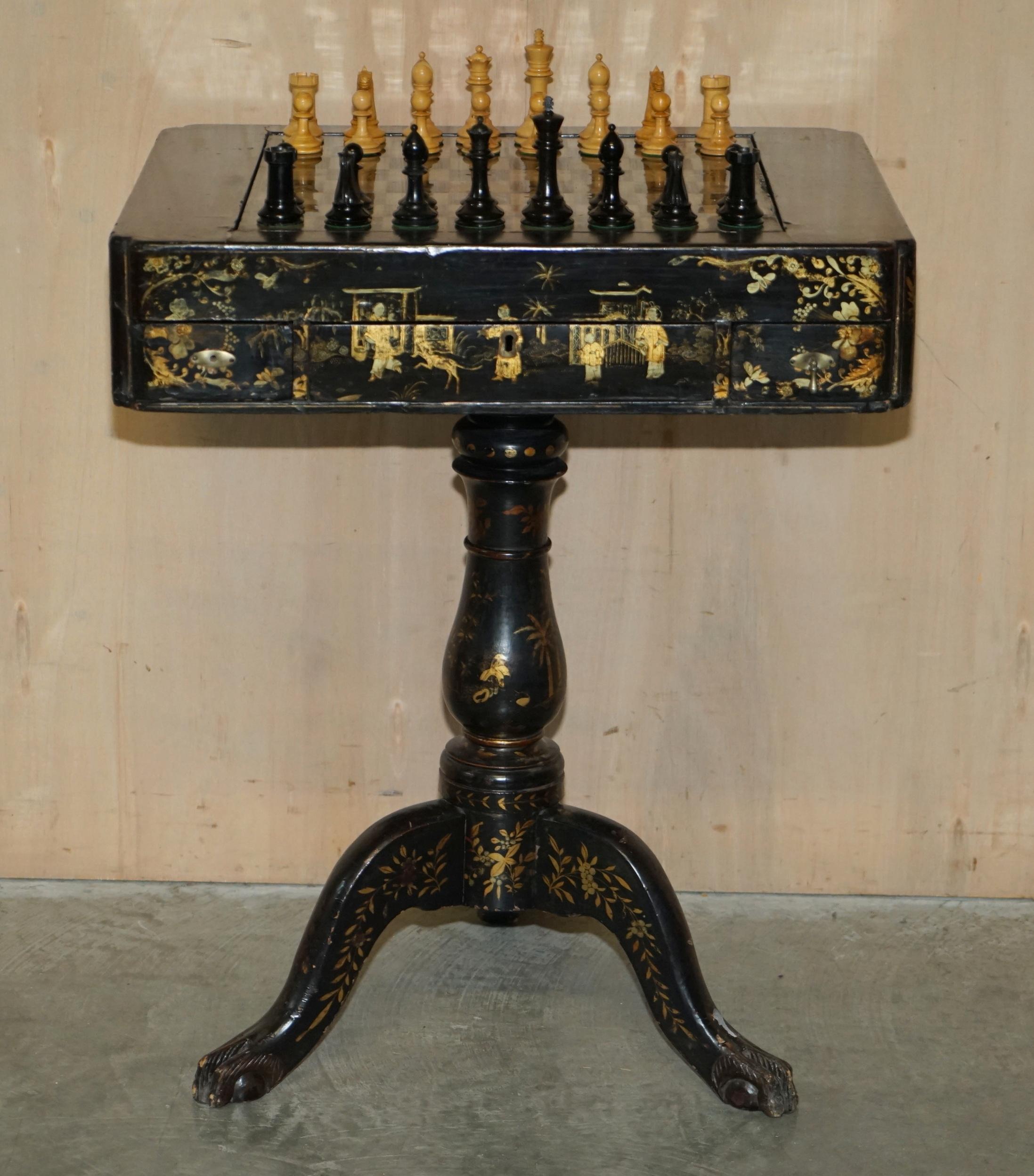 Victorian FULLY RESTORED ANTIQUE VICTORIAN JAQUES STAUNTON WEiGHTED CHESS PIECES SET
