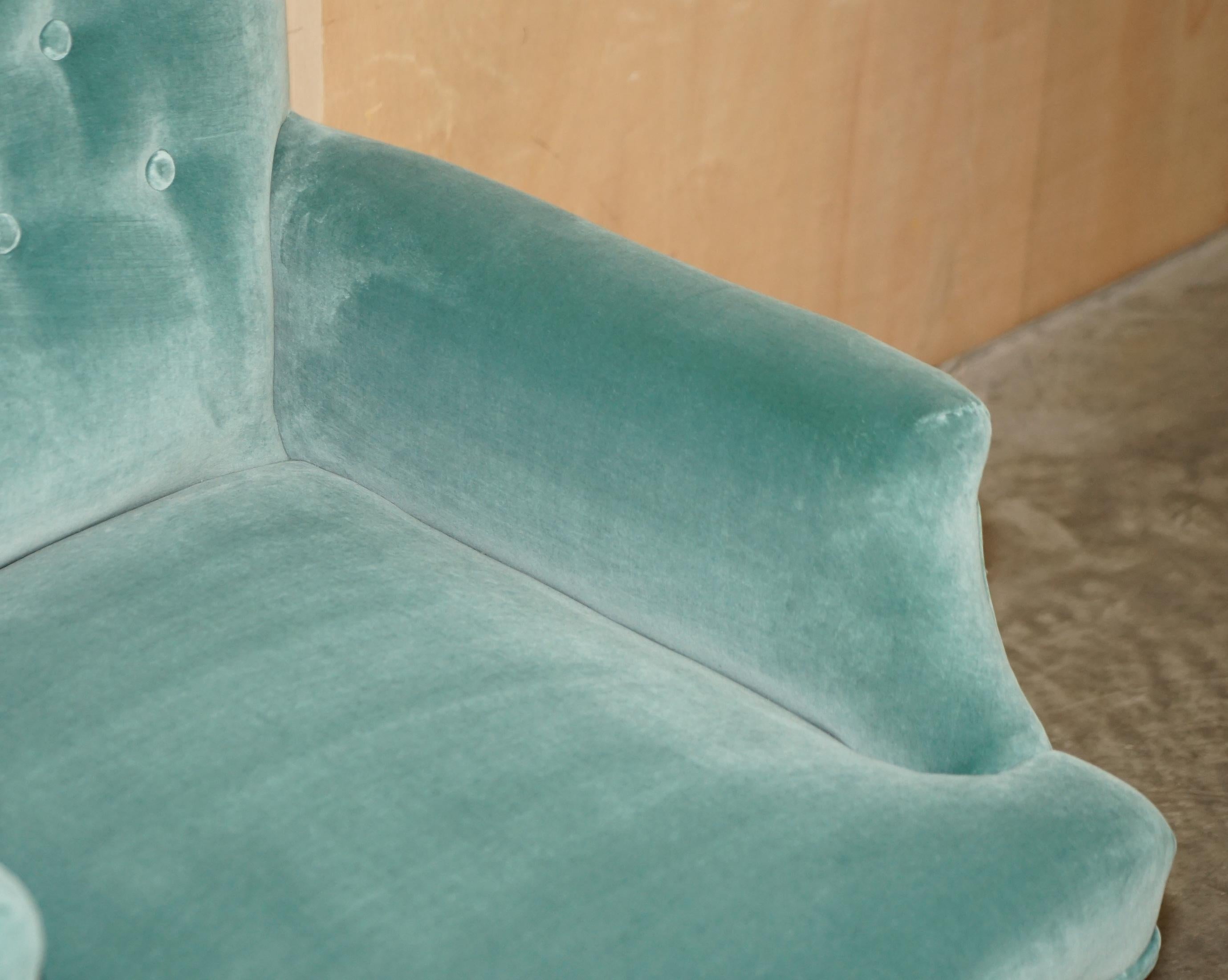 FULLY RESTORED ANTIQUE VICTORIAN LIBRARY ARMCHAiR MULBERRY VELVET UPHOLSTERY 3