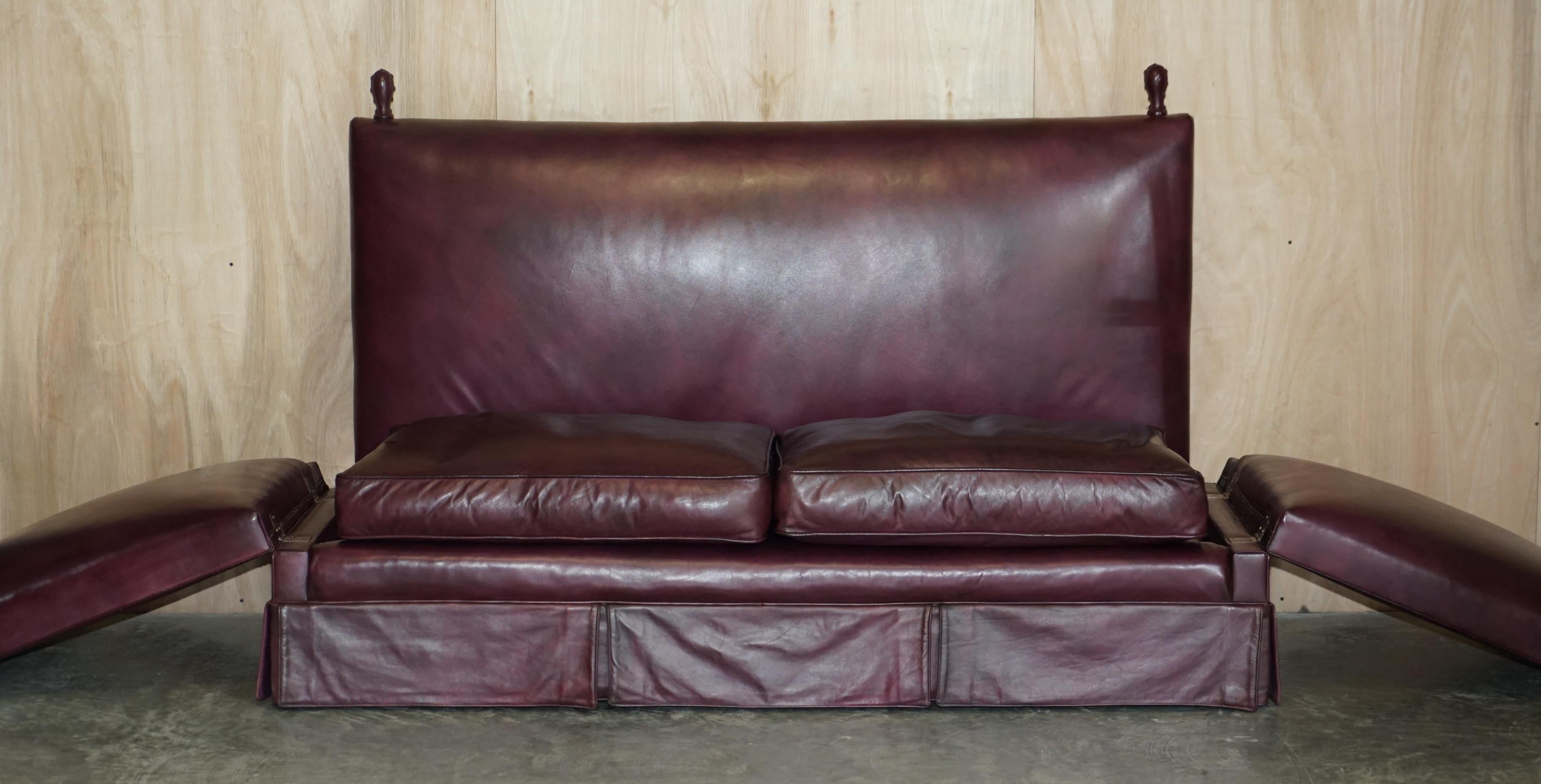 Fully Restored Antique Victorian Oxblood Knoll Sofa Feather Filled Cushions For Sale 8