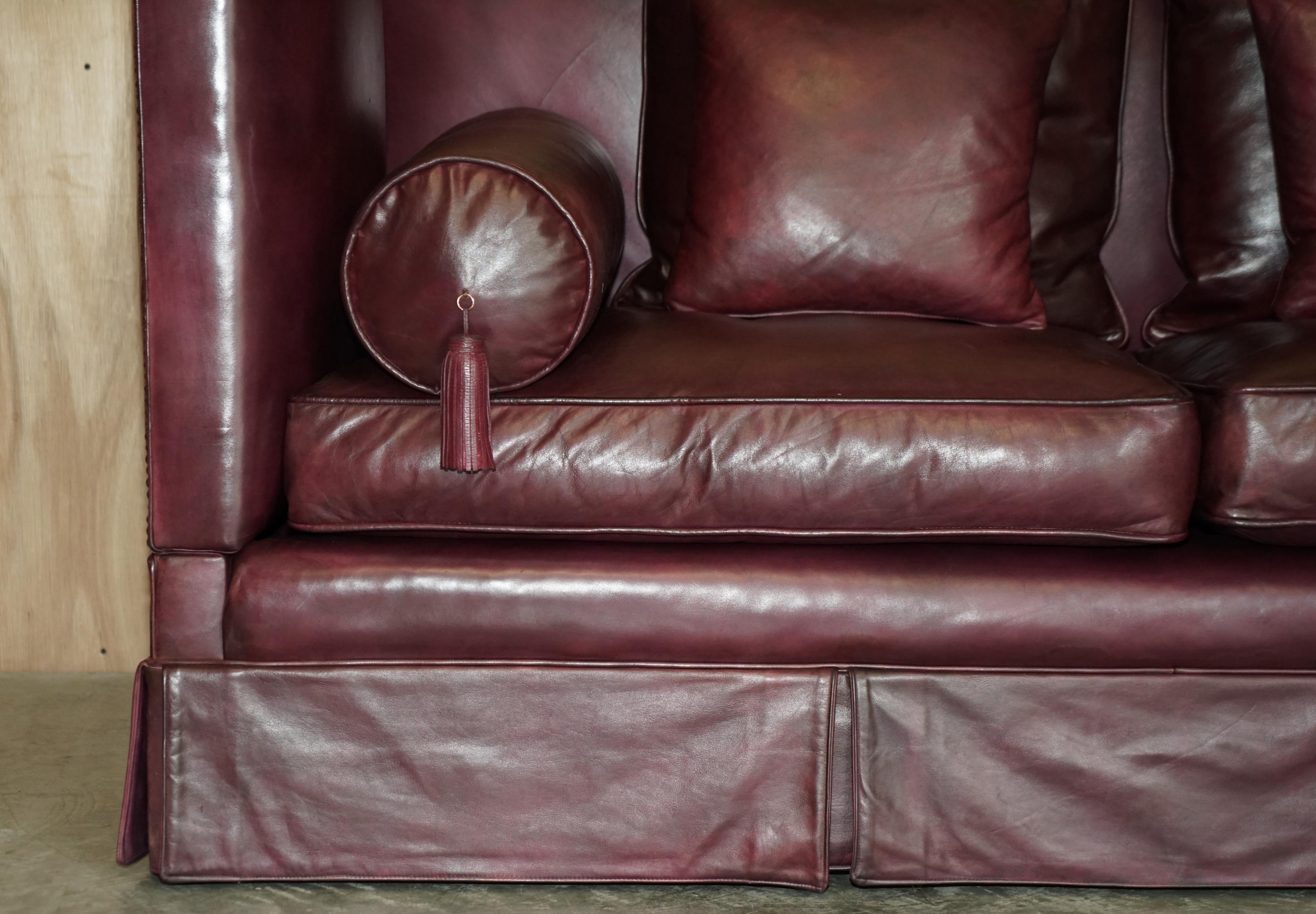 Mid-19th Century Fully Restored Antique Victorian Oxblood Knoll Sofa Feather Filled Cushions For Sale