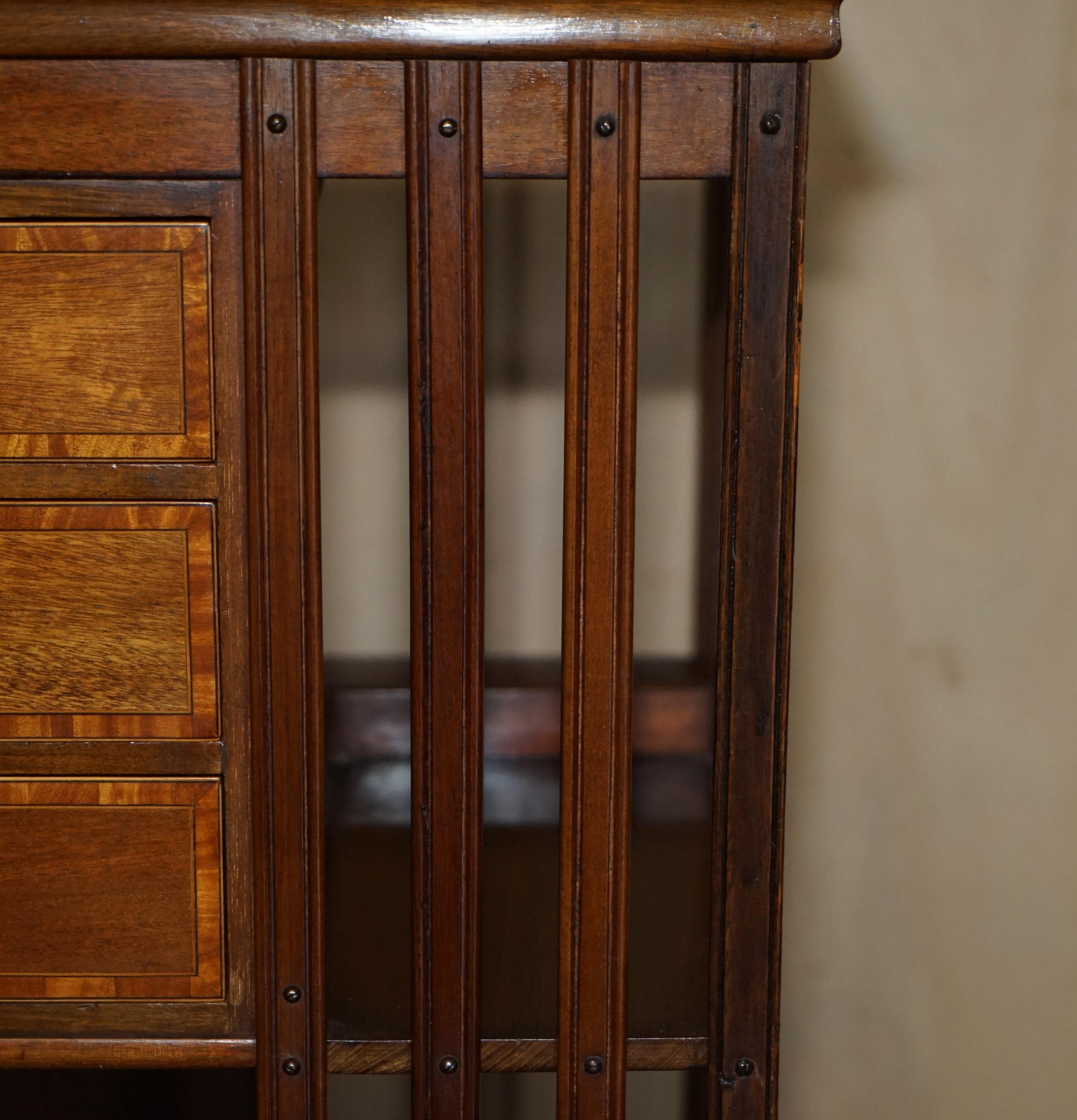 Fully Restored Antique Victorian Walnut Revolving Bookcase Book Table Drawers For Sale 1