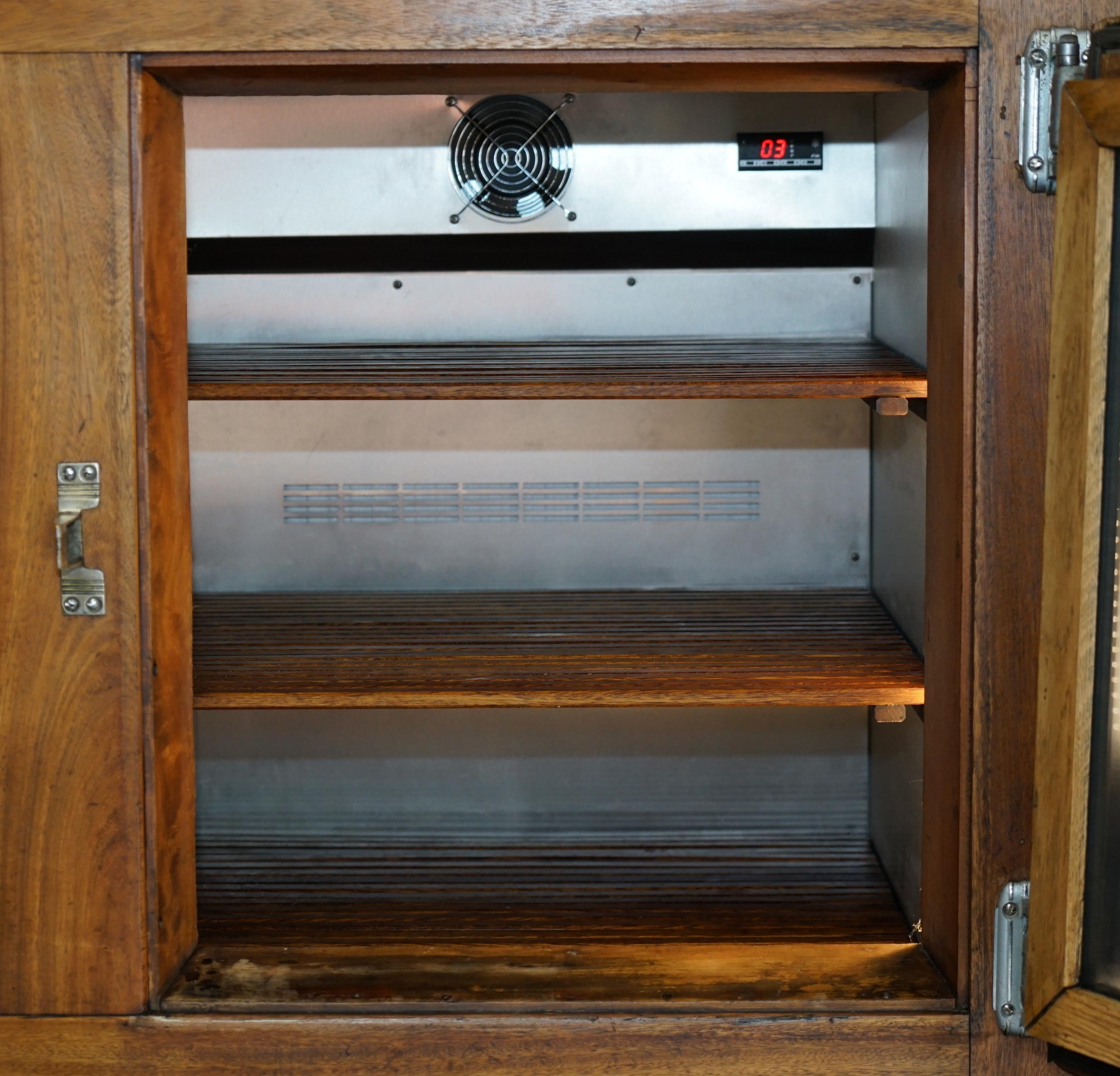Fully Restored Argentinian Antique Oak Fridge Brand New Refrigeration System 1