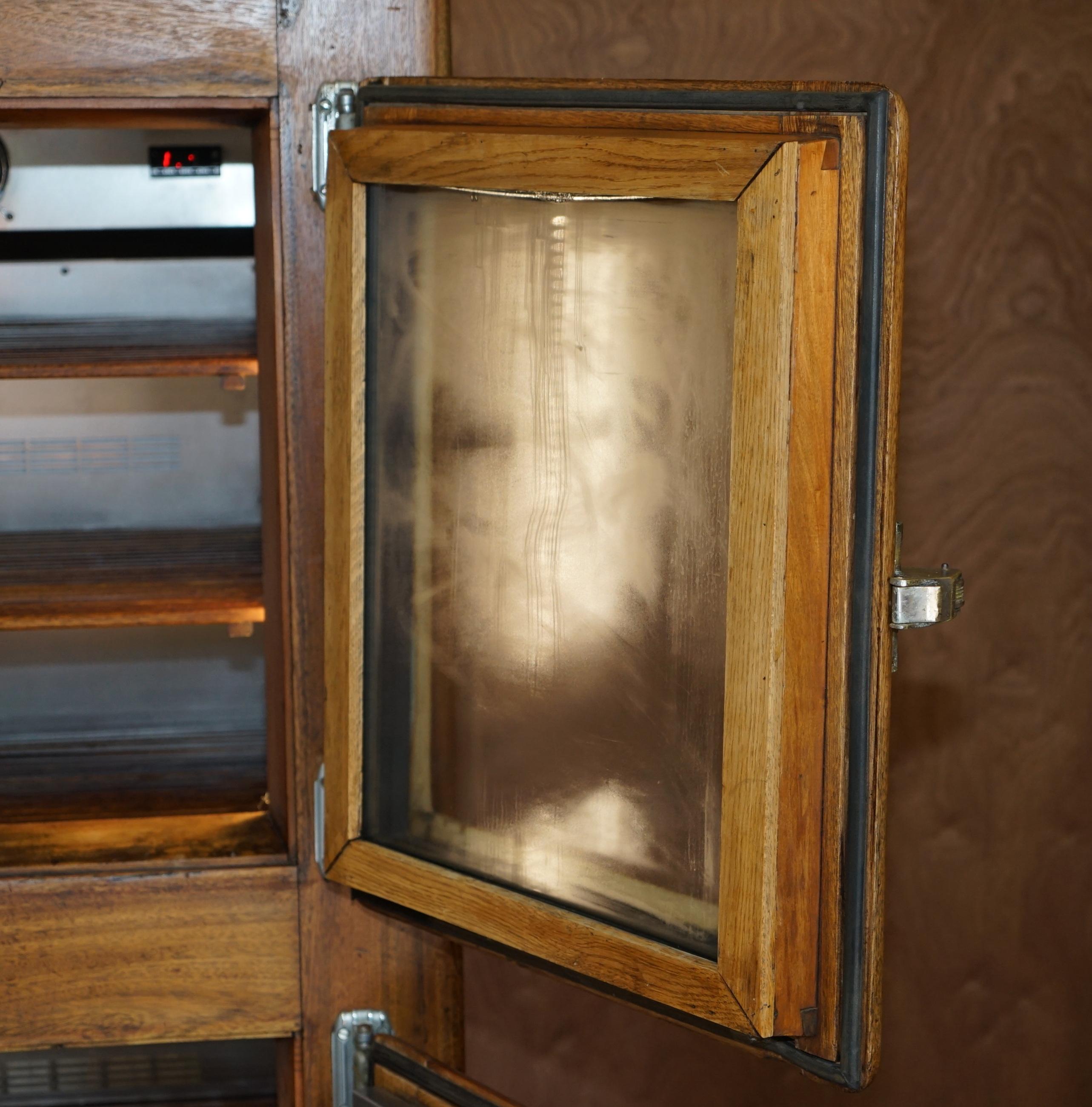Fully Restored Argentinian Antique Oak Fridge Brand New Refrigeration System 4