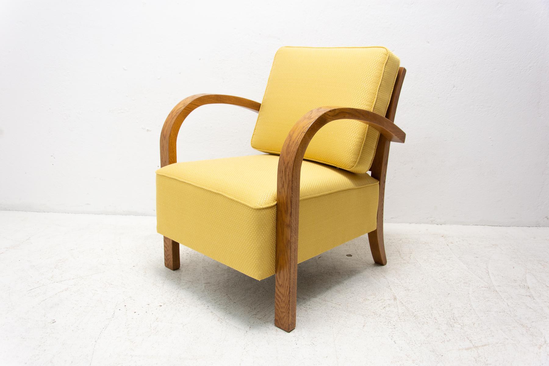 Fully Restored Art Deco Beechwood Armchairs, 1930's, Bohemia, Set of 2 8