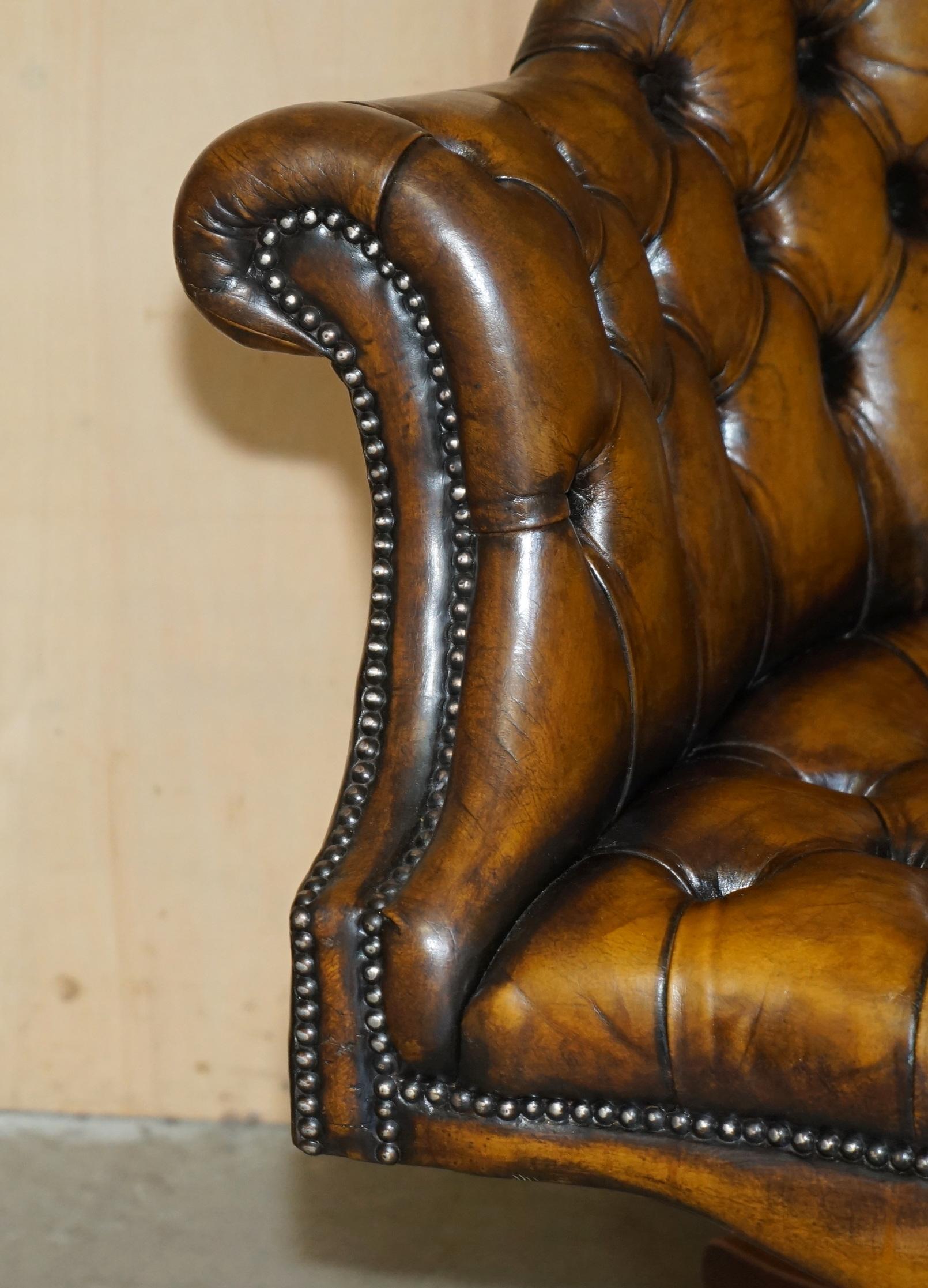 SILLón de cuero marrón de estilo Art Decó totalmente restaurado. en venta 4