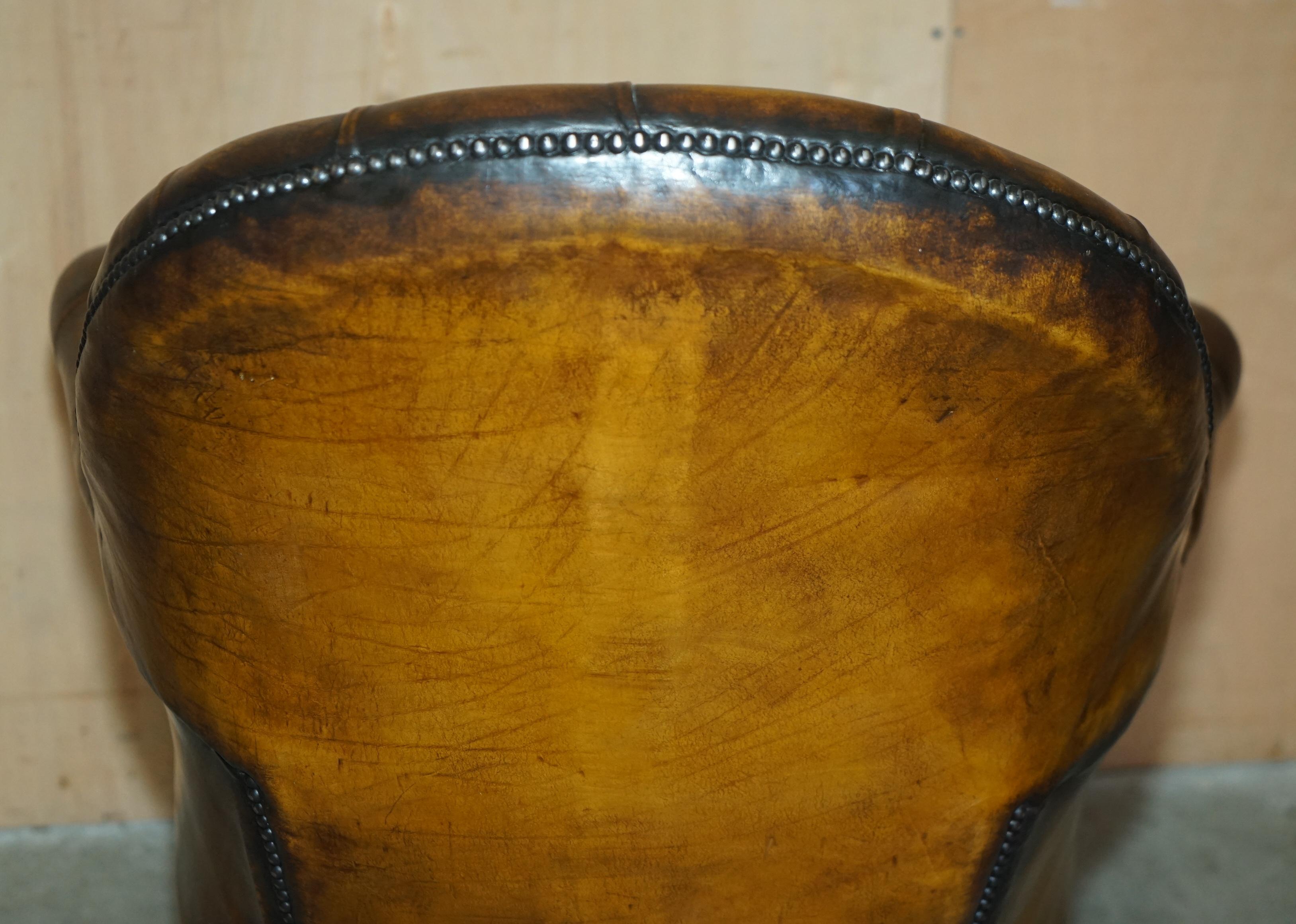 SILLón de cuero marrón de estilo Art Decó totalmente restaurado. en venta 11