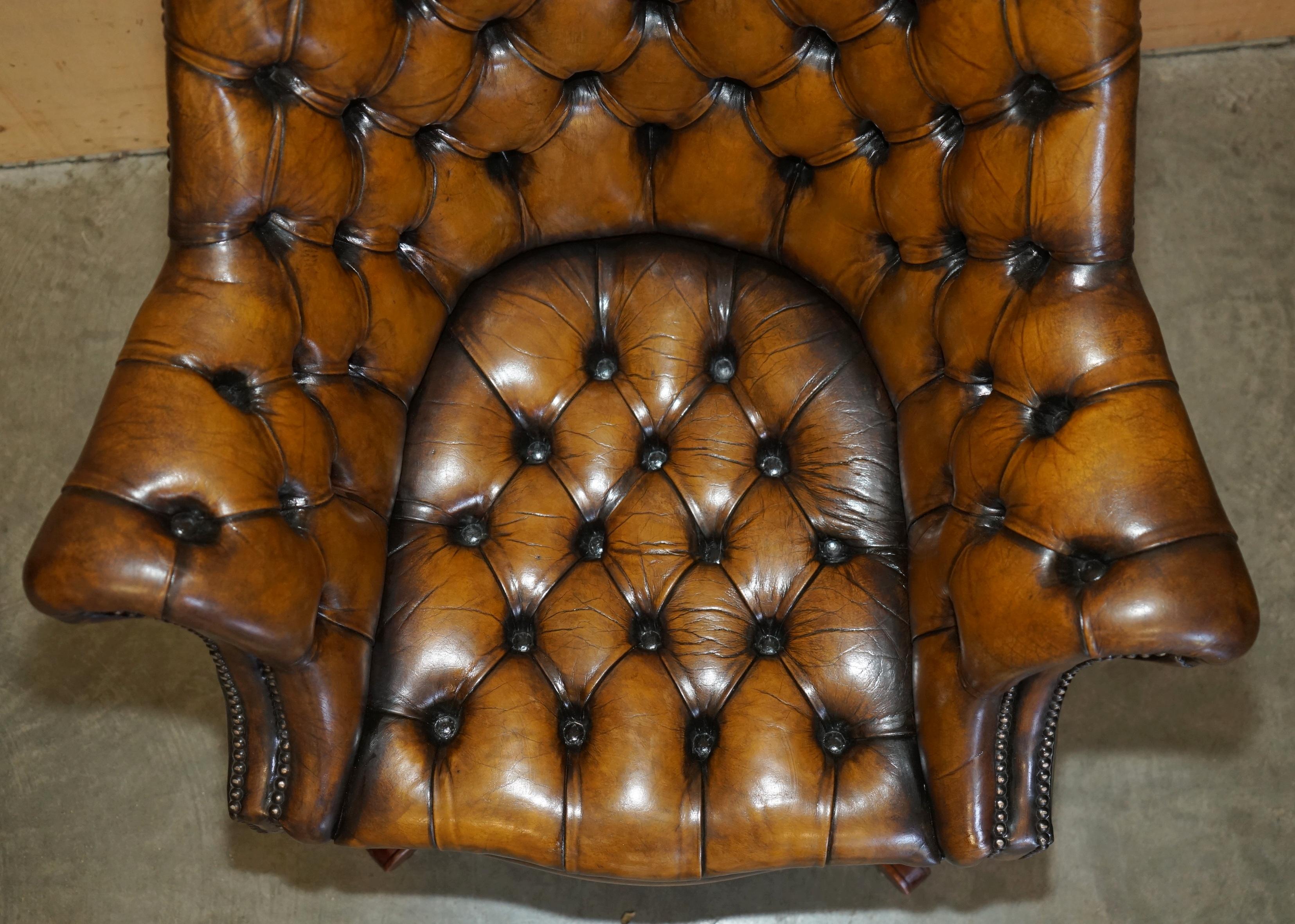 SILLón de cuero marrón de estilo Art Decó totalmente restaurado. Cuero en venta