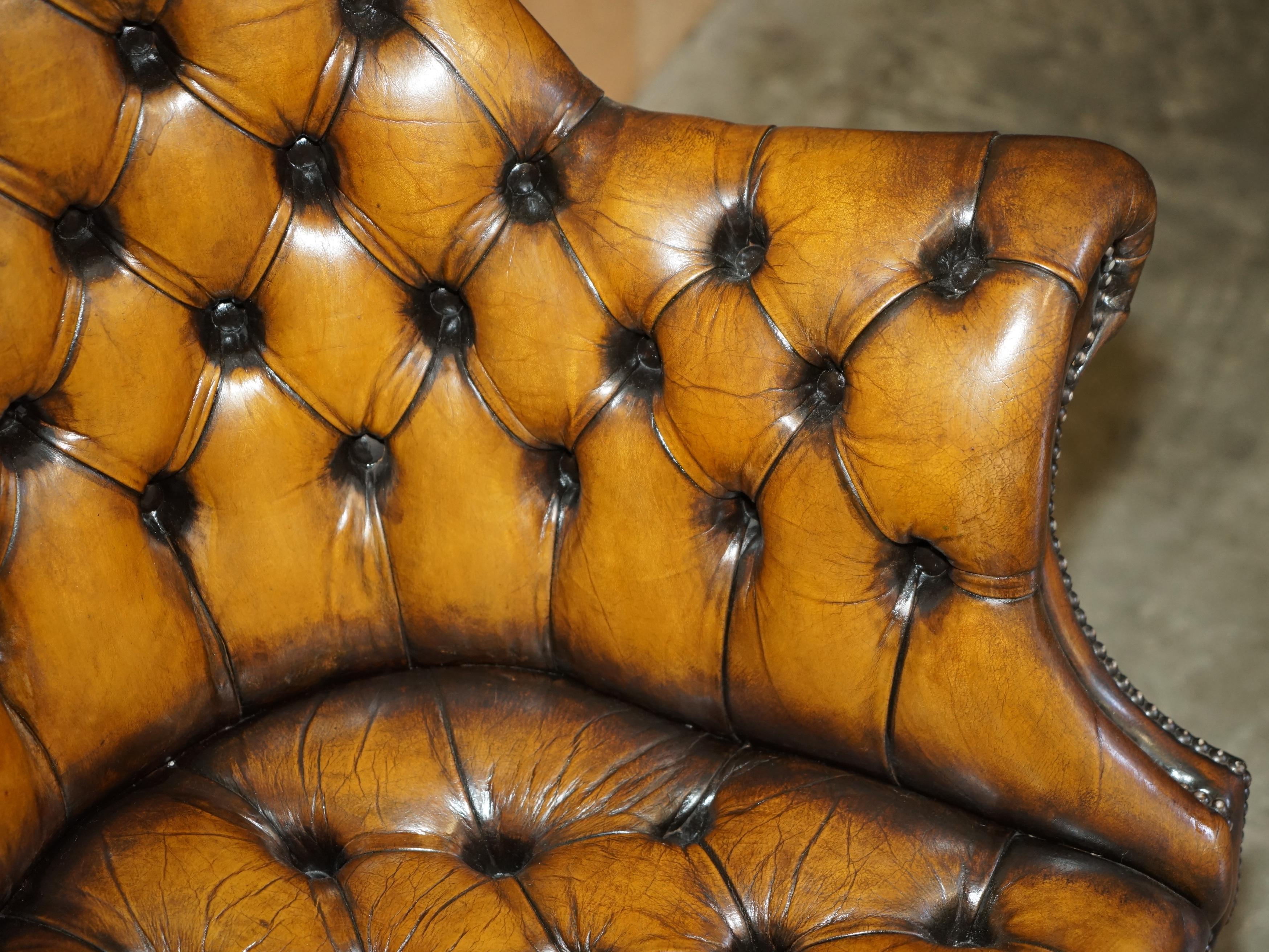 SILLón de cuero marrón de estilo Art Decó totalmente restaurado. en venta 2