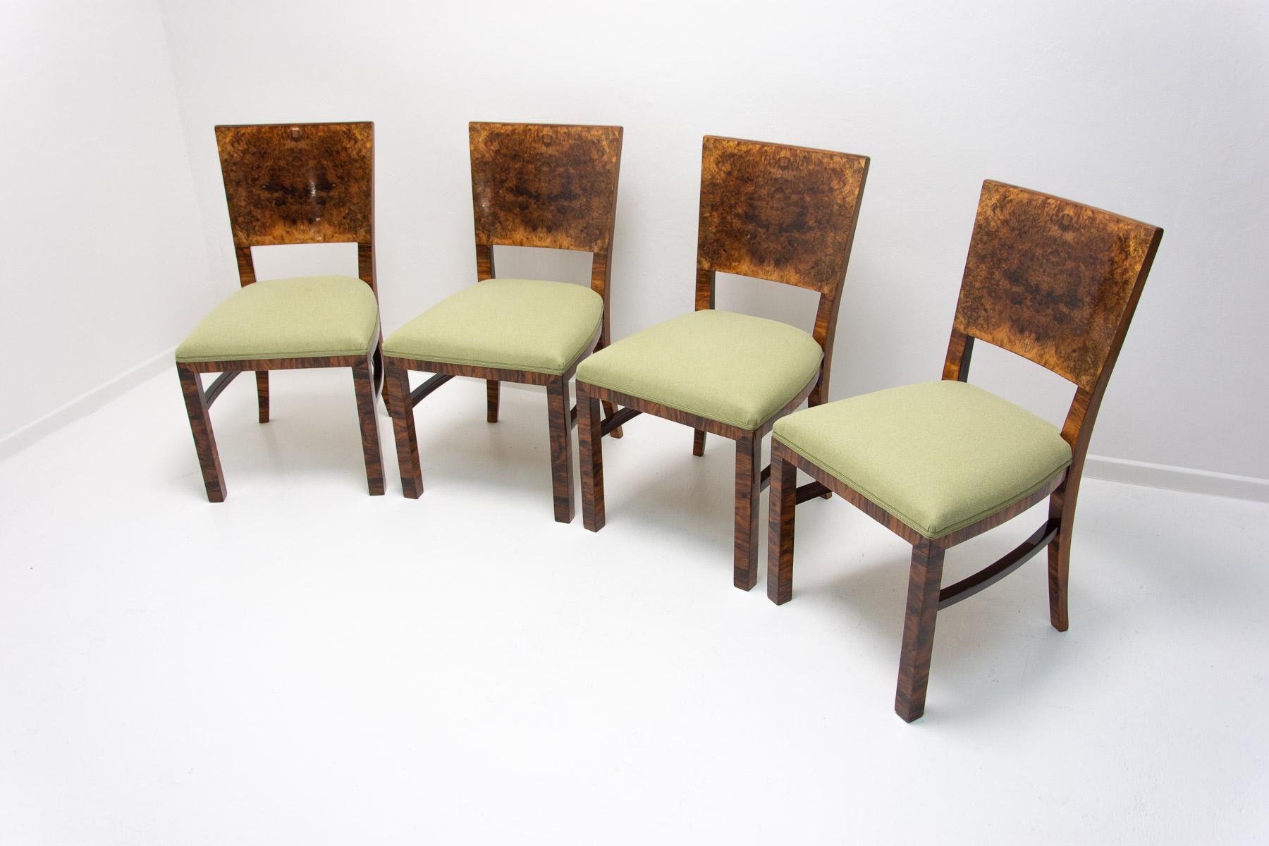 20th Century  Fully restored Art Deco dining chairs, 1930´s, Czechoslovakia