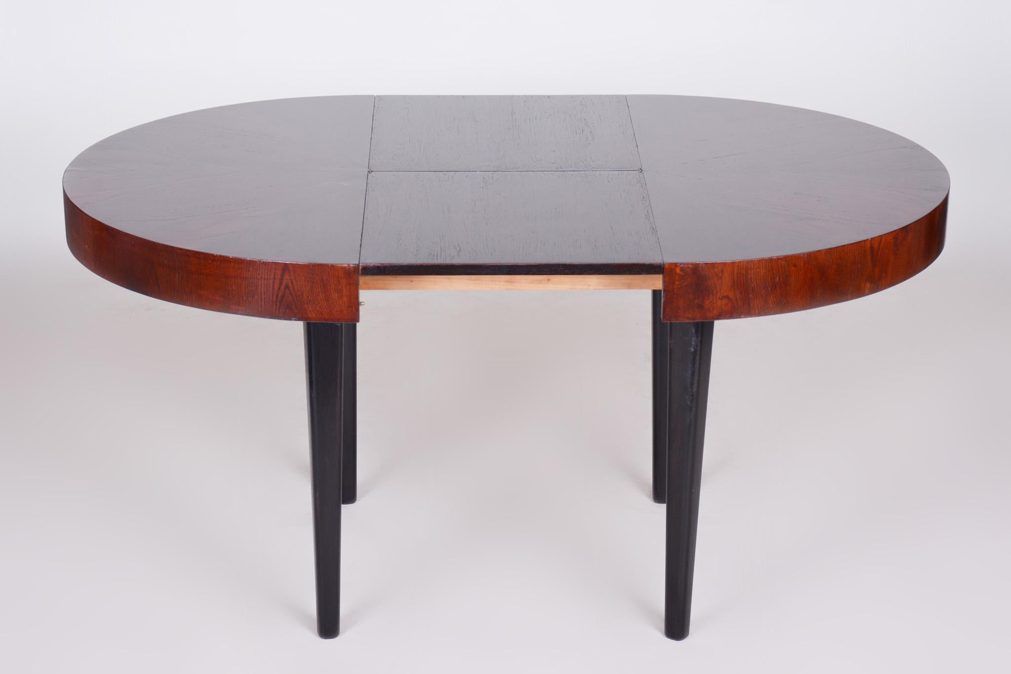 Mid-20th Century Fully Restored Art Deco Dining Table Made in the 1940s in Czechia, Beech and Oak