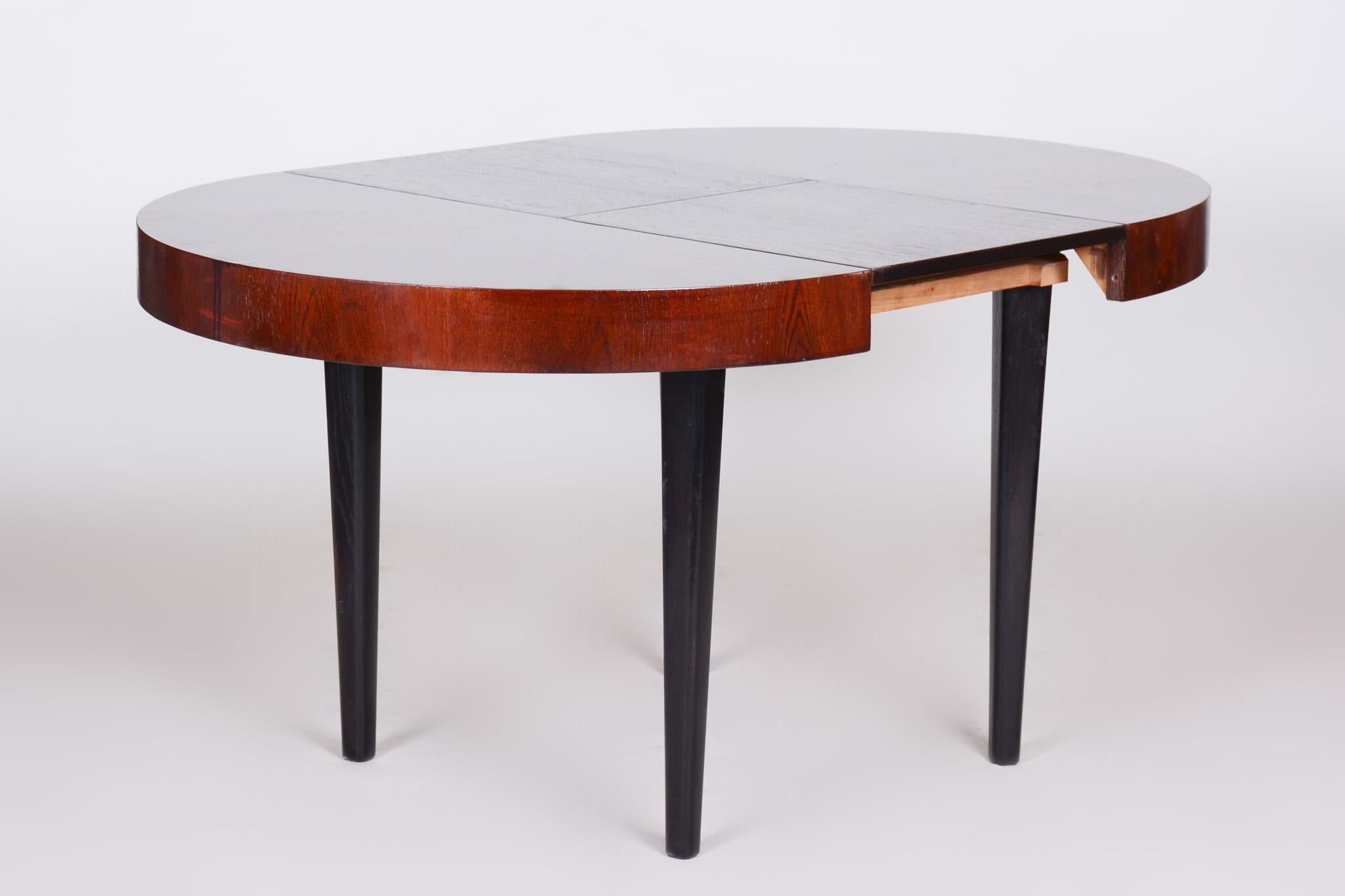 Fully Restored Art Deco Dining Table Made in the 1940s in Czechia, Beech and Oak 3