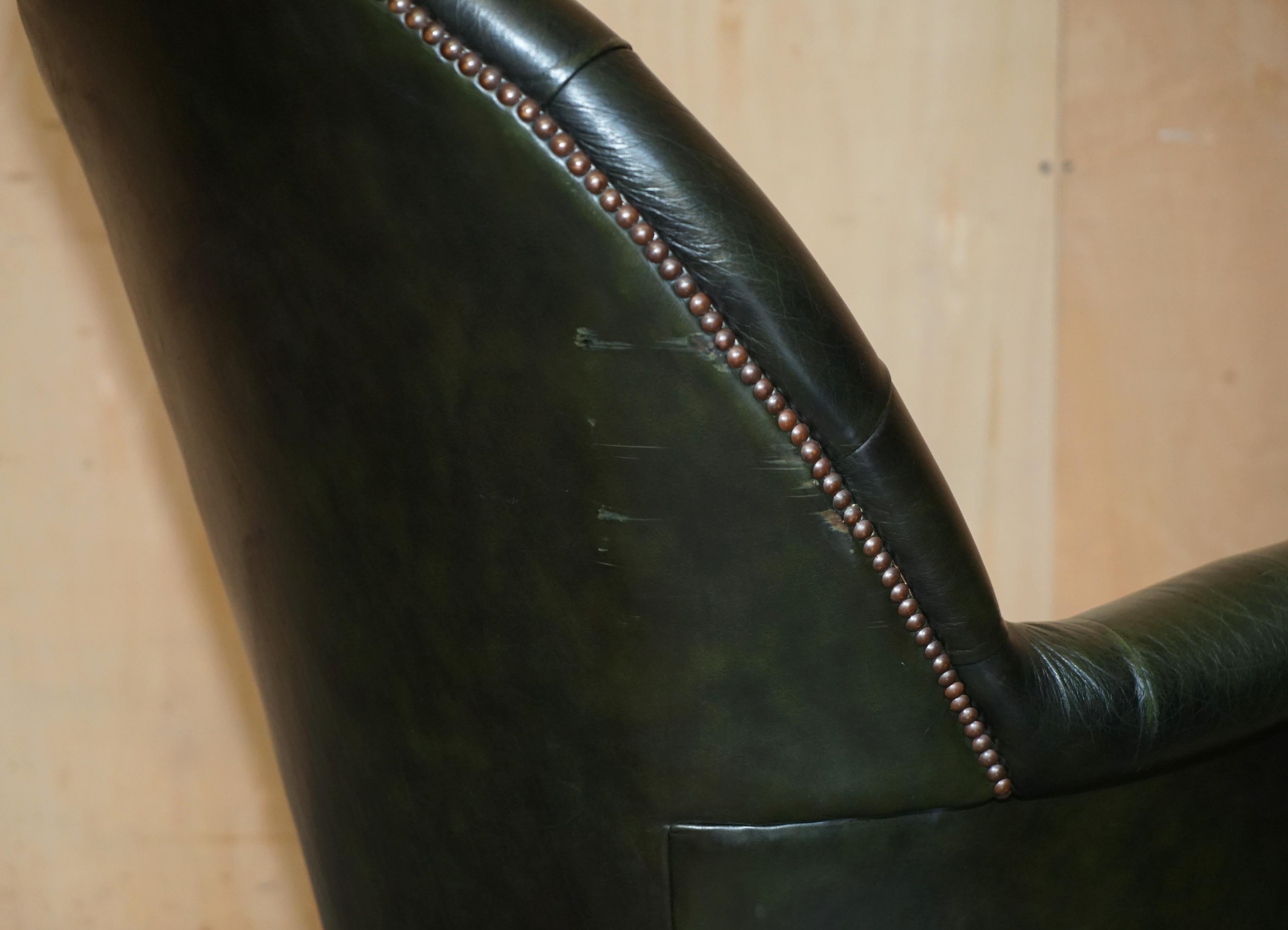 FAUTEUIL DE DIRECTEUR ART DECO EN CUIR VERT CHESTERFIELD CAPTAINS FAUTEUIL DE DIRECTEUR entièrement restauré en vente 9