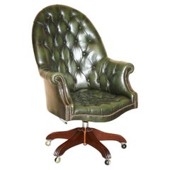 ART DECO TOTALMENTE RESTAURADO SILLÓN DE CUERO VERDE CHESTERFIELD PARA CAPITÁN DE DIRECTORES