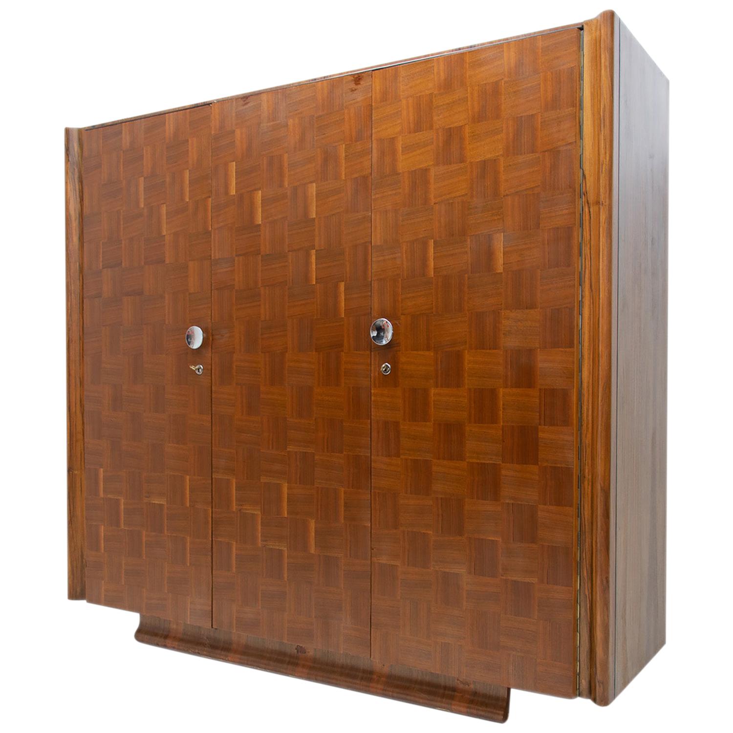 Fully Restored Art Deco Wardrobe by Jindrich Halabala for Úp Závody, 1950s For Sale