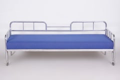 Fully Restored Blue Bauhaus Chrome Sofa, 1930s Czechia