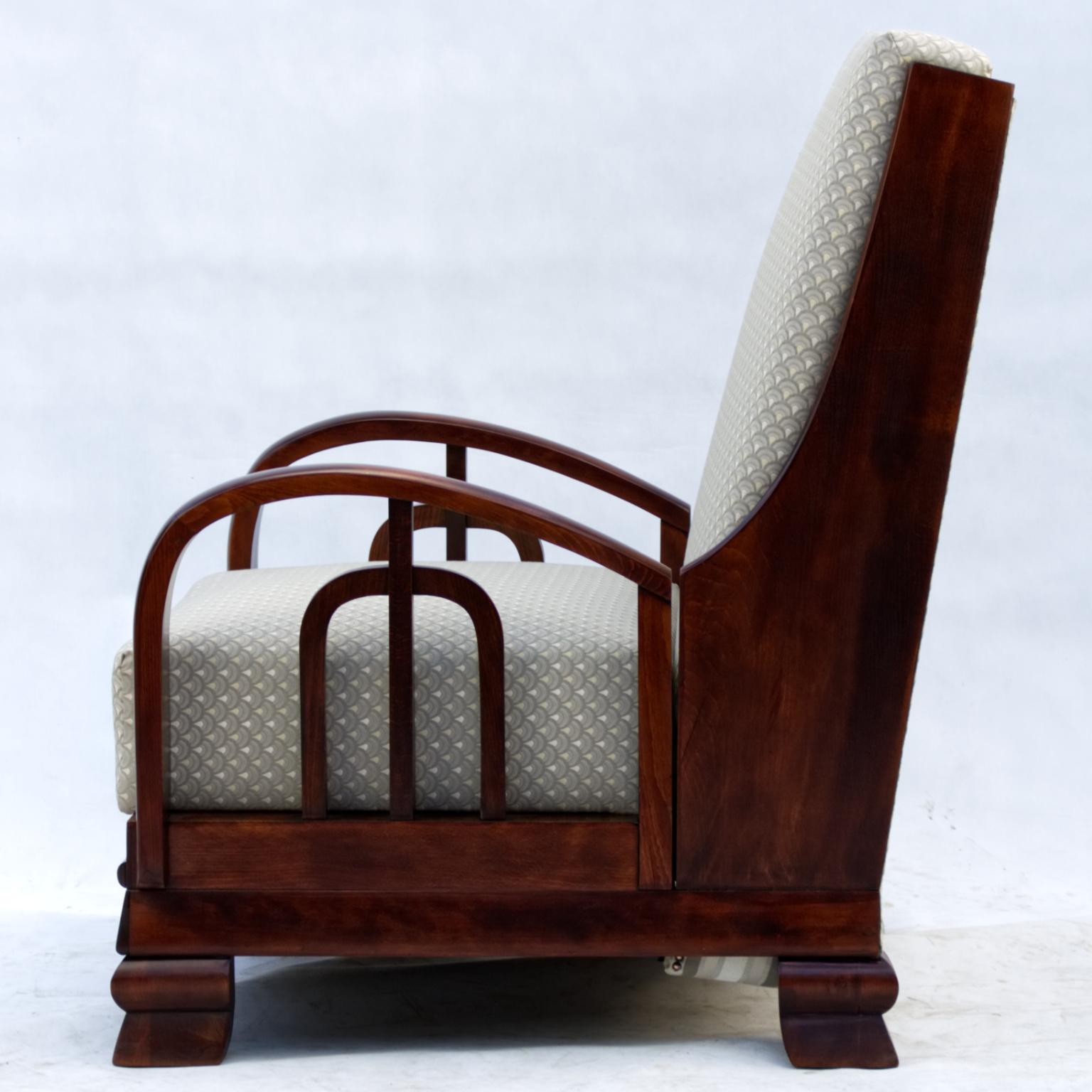 Art Deco Fully Restored Bed Armchair Attributed to Lajos Kozma, circa 1920