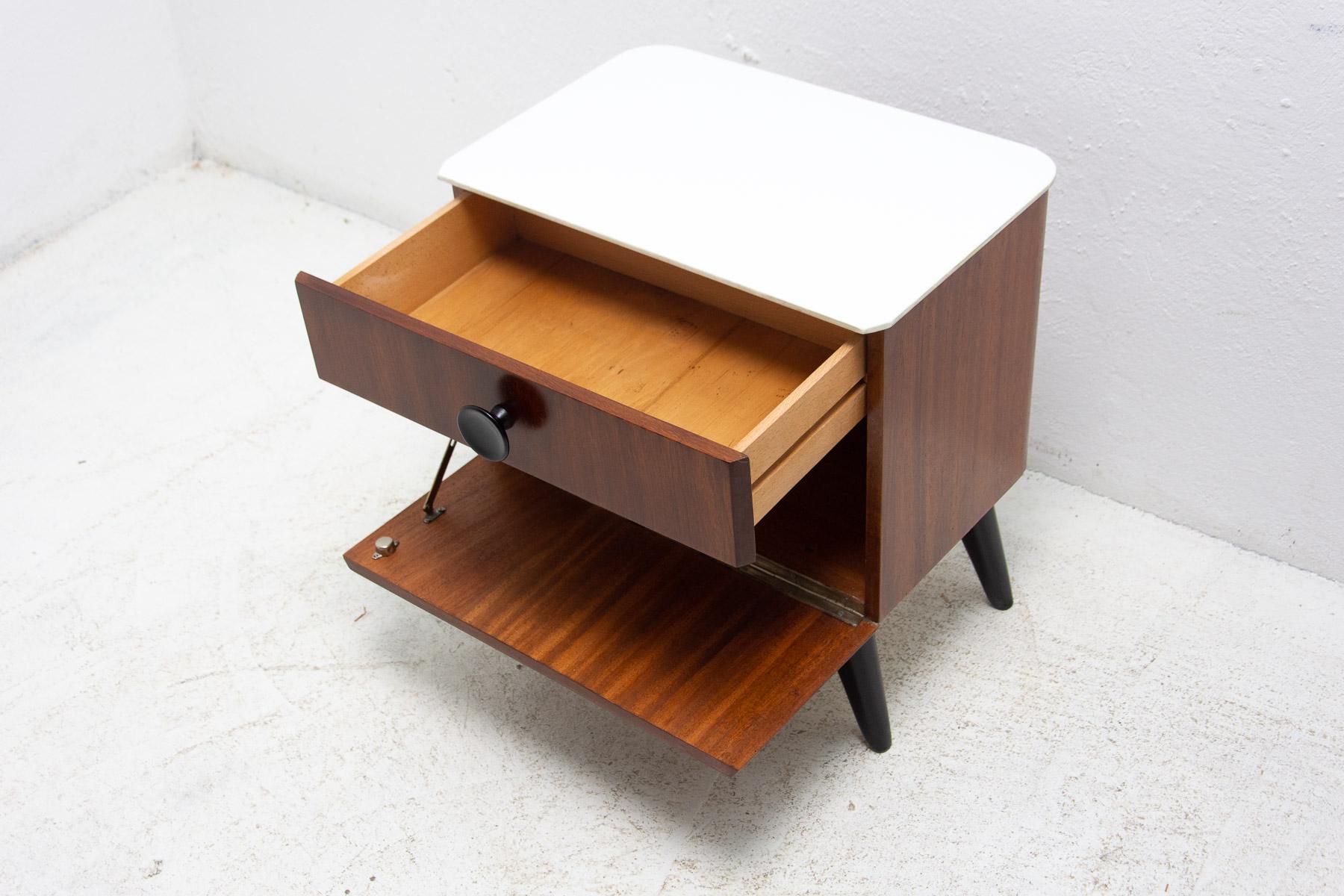 Wood Fully Restored Bedside Table by Jindřich Halabala for ÚP Závody, 1950's, Czech