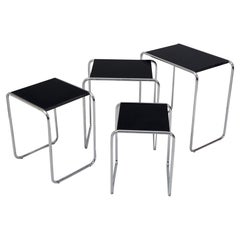 Retro Fully Restored Black Nest Tables Made in the 1950s by Kovona, Czech Origin