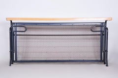 Fully Restored Blue Folding Sofa, Made 1930s in Czechia, Mid Century Modern