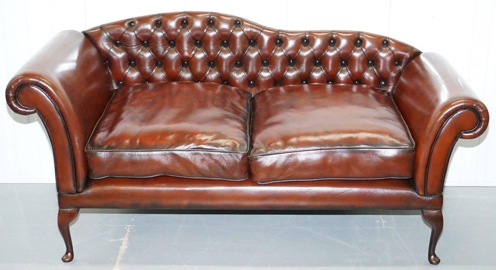 Fully Restored Chesterfield Buttoned Cigar Brown Leather Chaise Longue Sofa 1