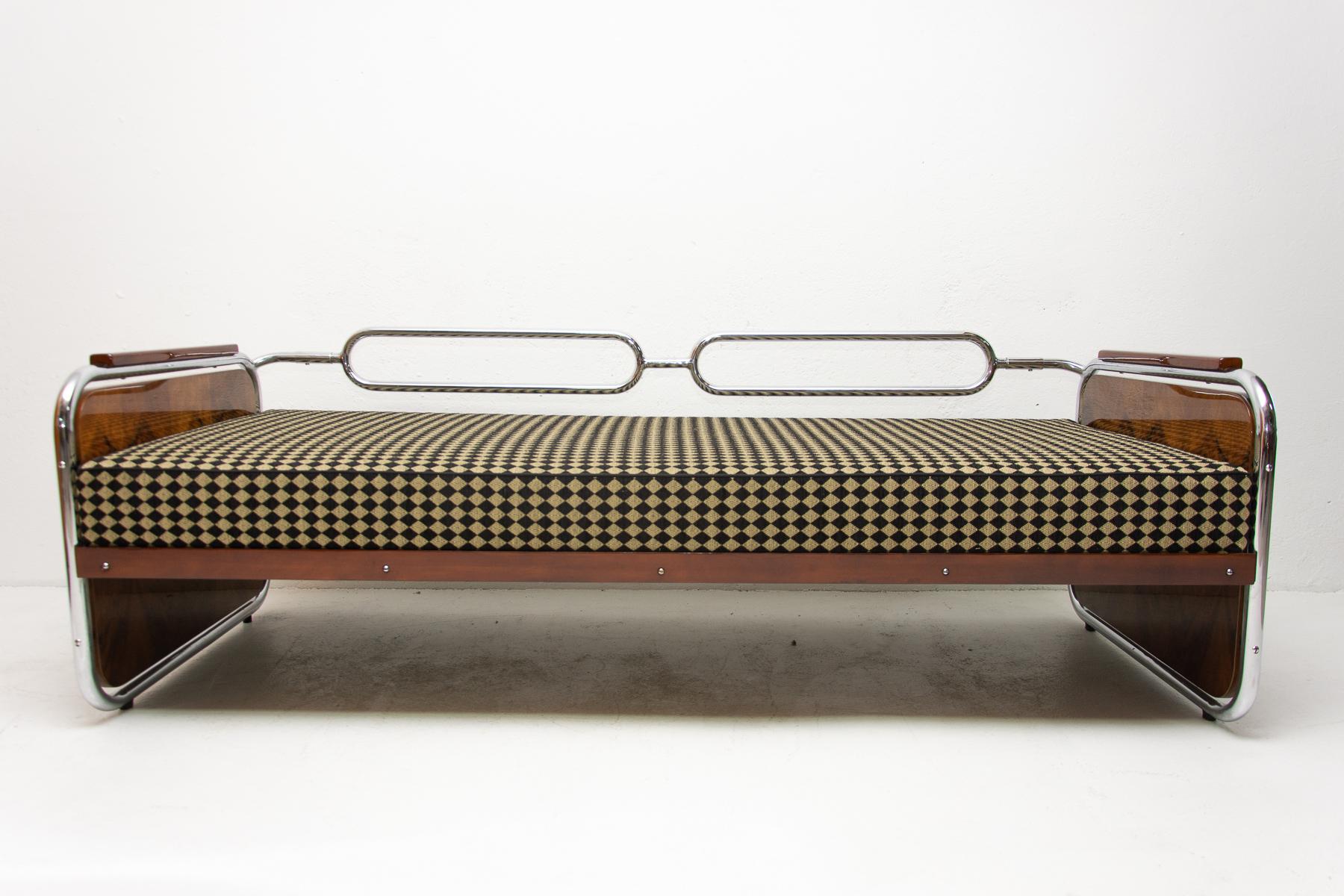 Fully Restored Chromed Bauhaus Sofa, 1930s, Bohemia 3