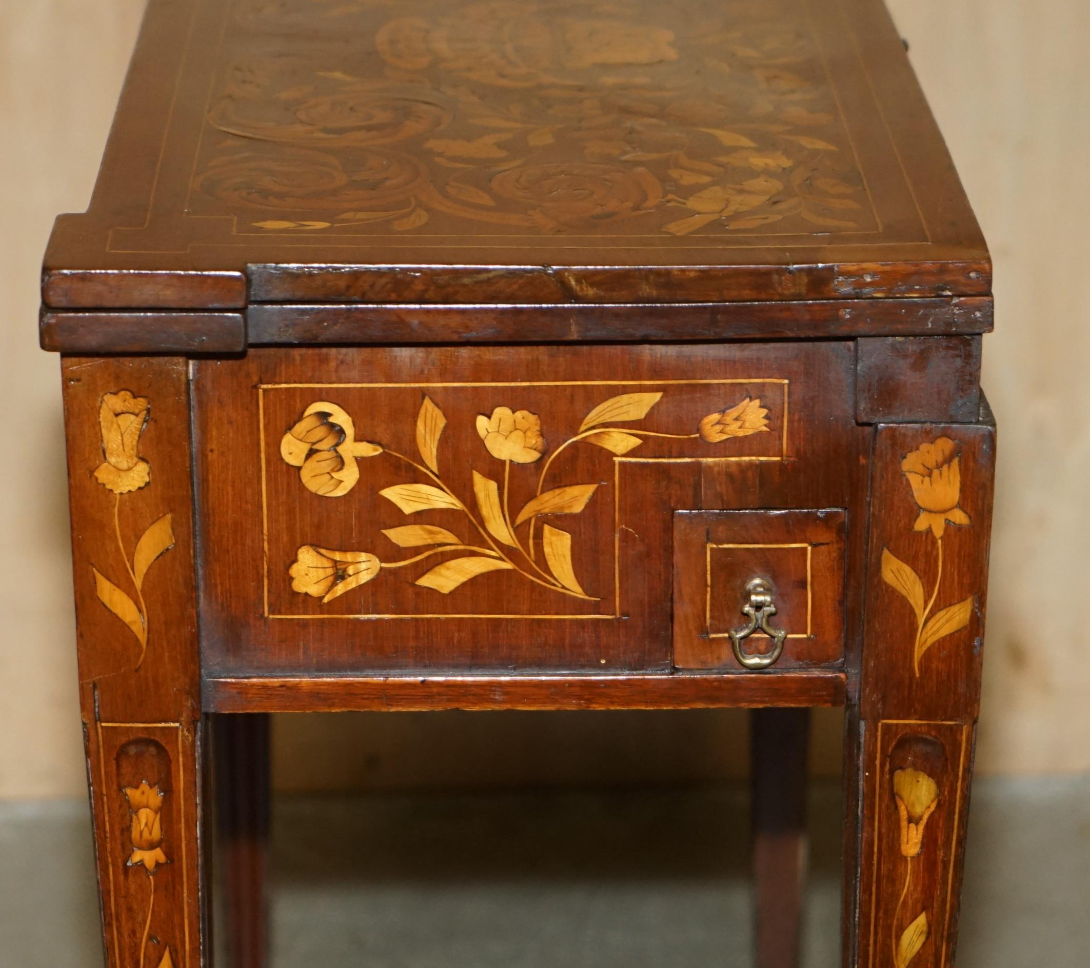 FULLY RESTORED CiRCA 1800 DUTCH MARQUETRY INLAID CHESS POKER GAMES CARDS TABLE For Sale 5