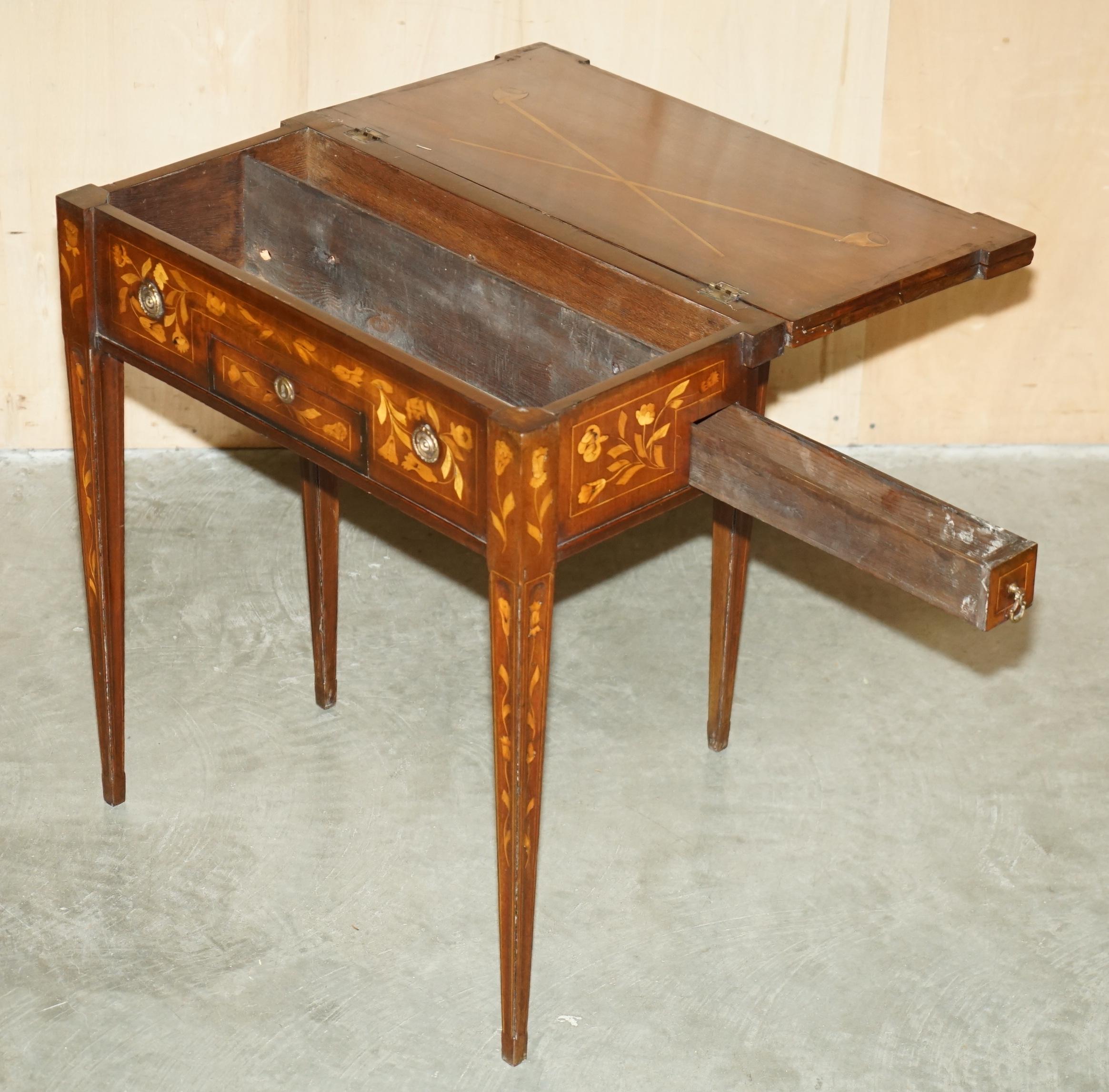 FULLY RESTORED CiRCA 1800 DUTCH MARQUETRY INLAID CHESS POKER GAMES CARDS TABLE For Sale 11