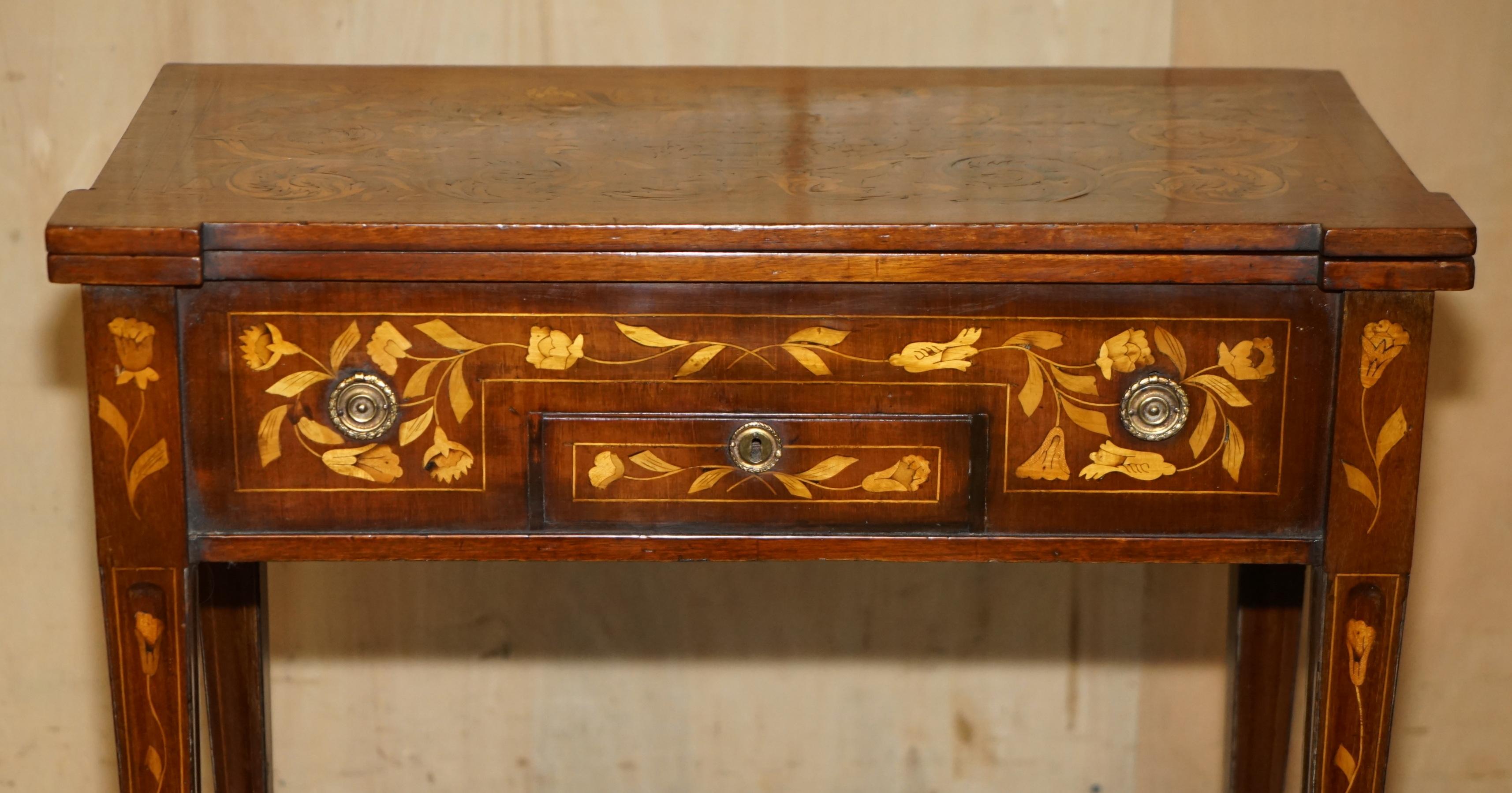 Danish FULLY RESTORED CiRCA 1800 DUTCH MARQUETRY INLAID CHESS POKER GAMES CARDS TABLE For Sale
