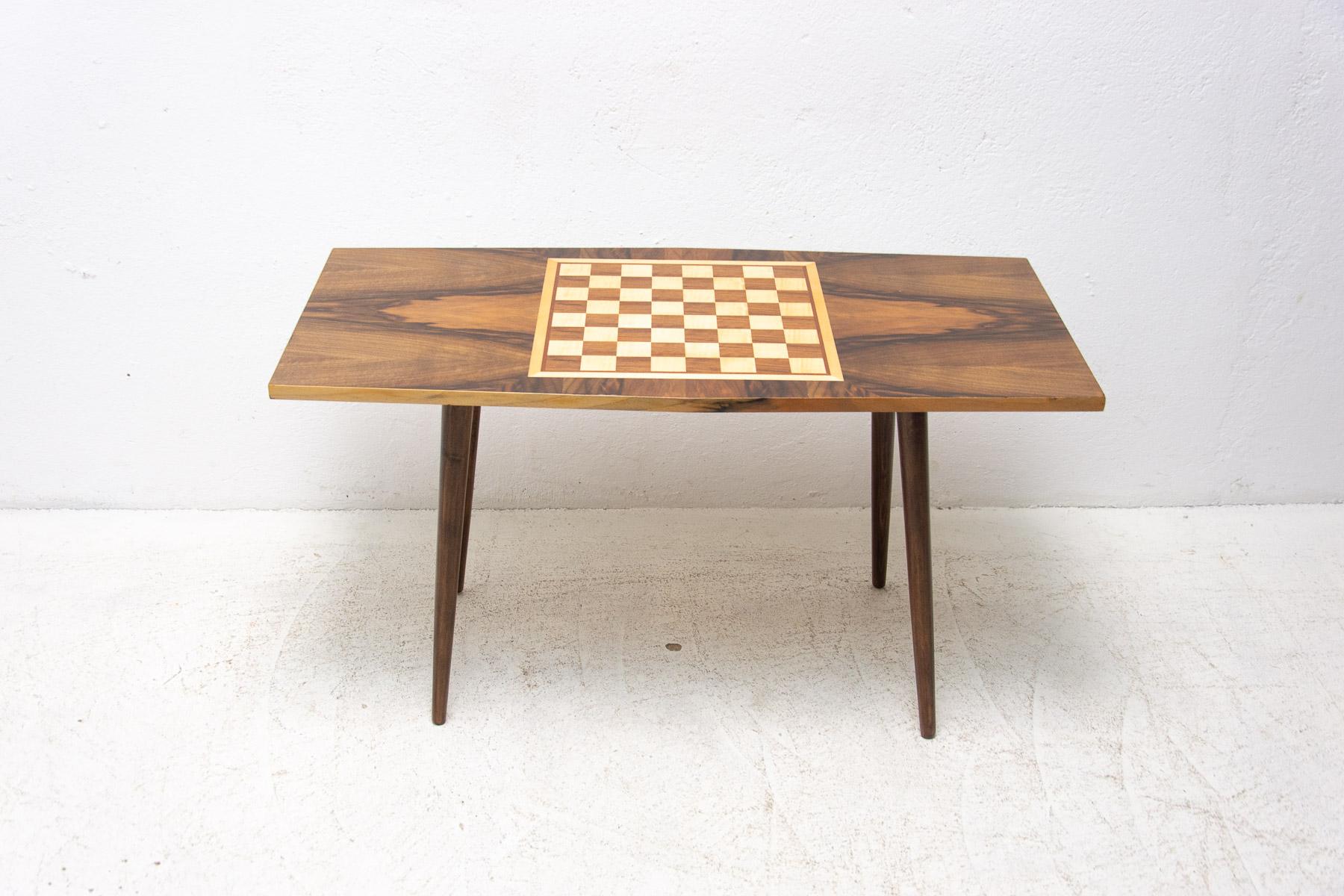 Mid-Century Modern Fully Restored Coffee Table with Chess Pattern, 1960’s, Czechoslovakia