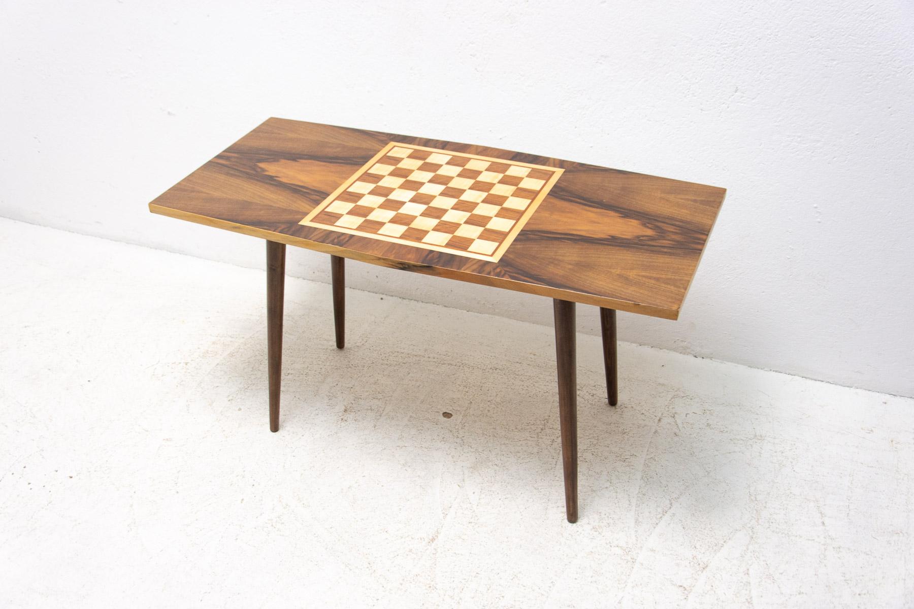 Fully Restored Coffee Table with Chess Pattern, 1960’s, Czechoslovakia In Excellent Condition In Prague 8, CZ