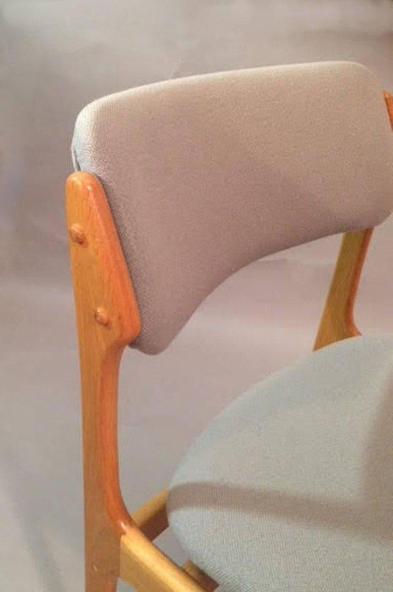 Mid-20th Century Fully Restored Danish Erik Buch Oak Dining Chairs Inc, Custom Upholstery For Sale