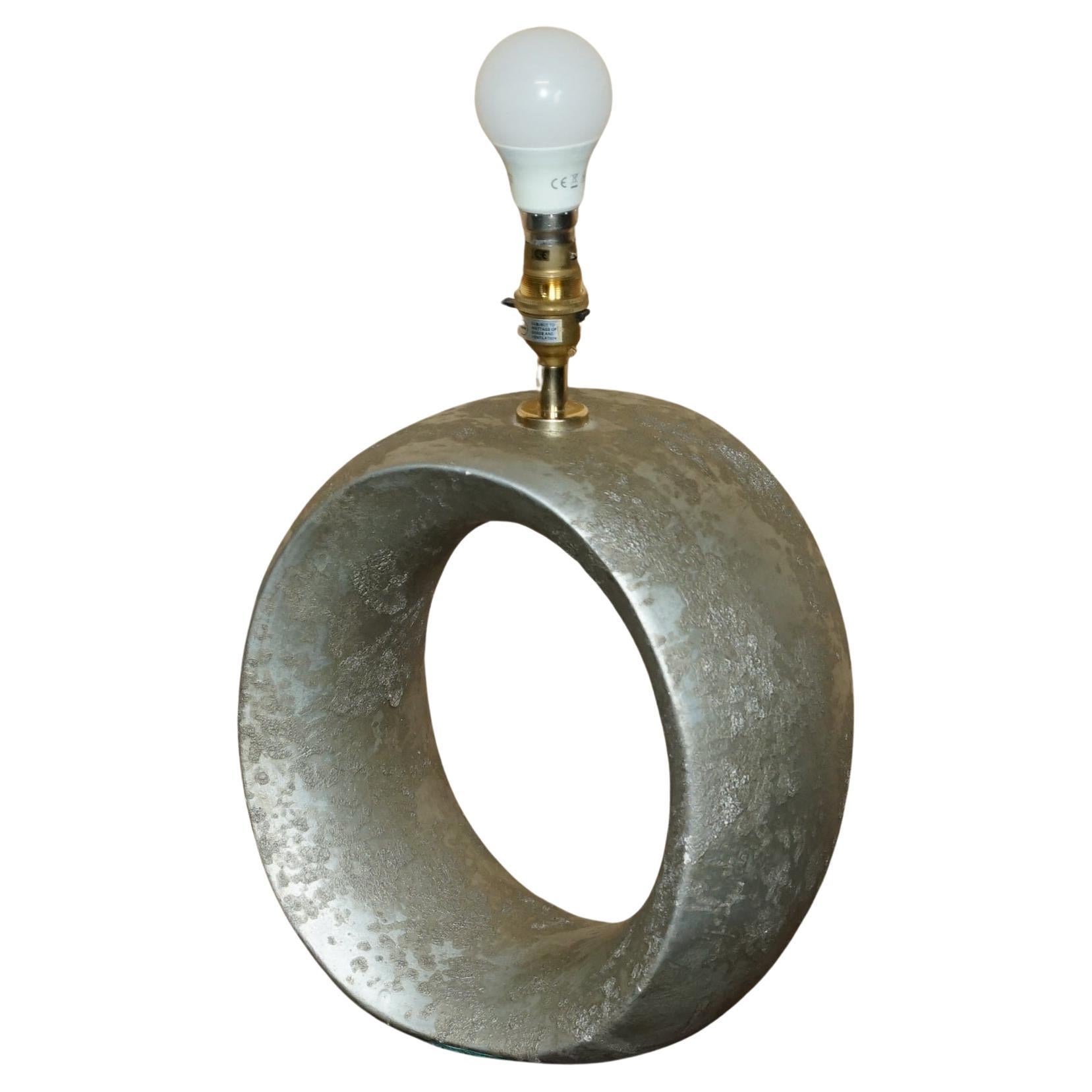 FULLY RESTORED DECORATIVE OVAL GREY STONE AFFECT TABLE LAMP WITH NEW FITTINGs For Sale