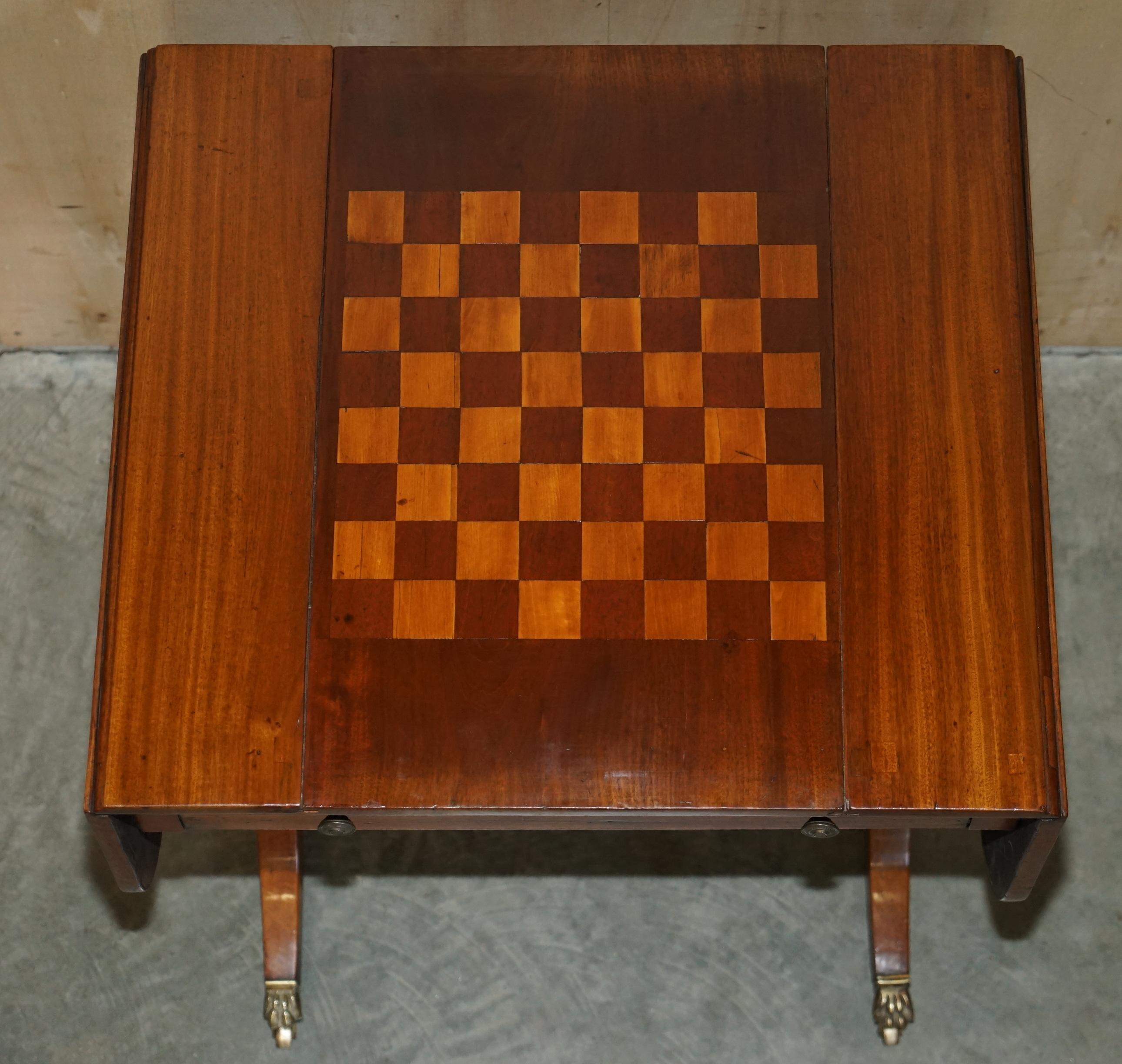Fully Restored Extending Antique Regency Sofa Table Inc Chess Board & Backgammon For Sale 5