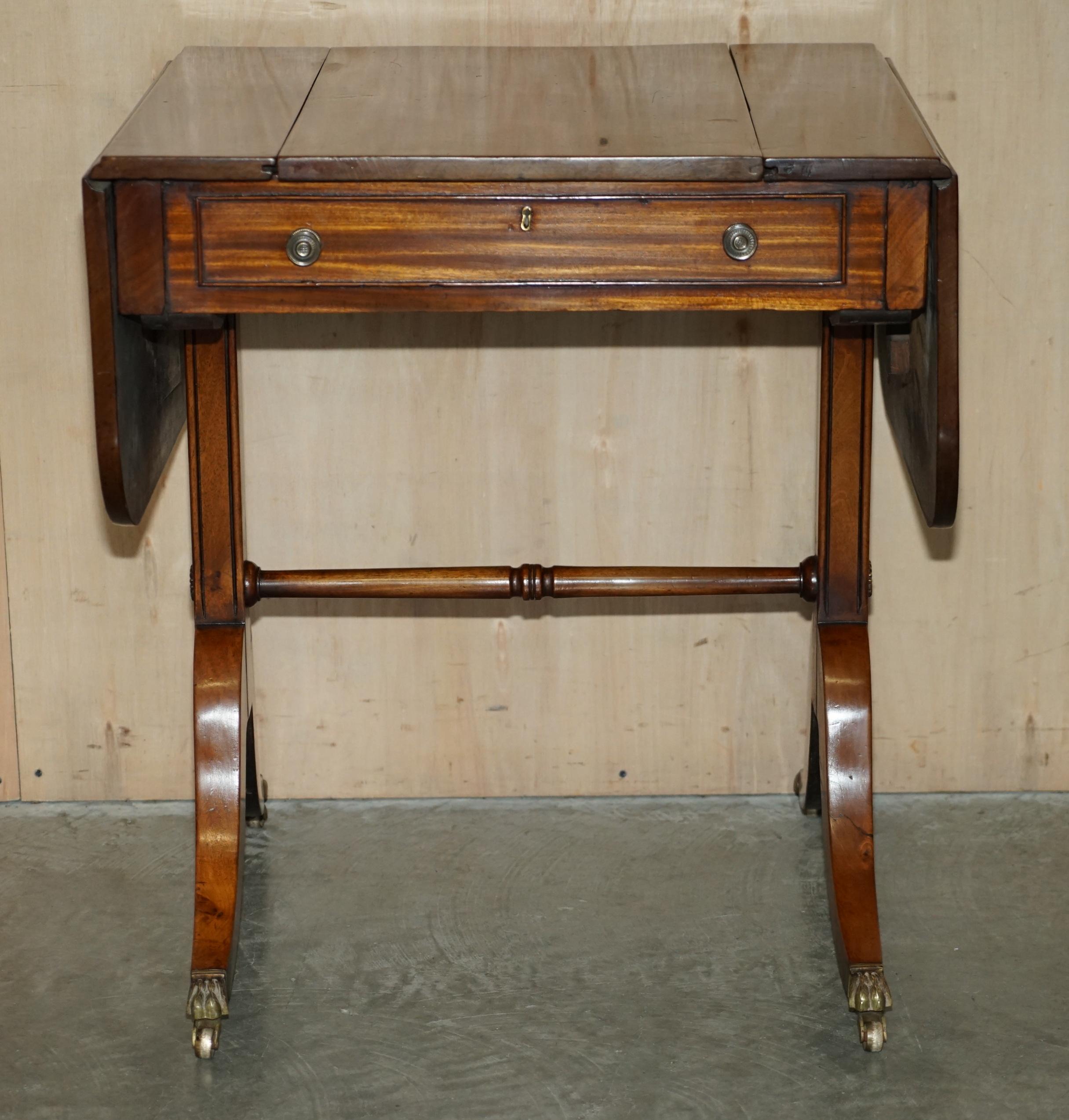 Fully Restored Extending Antique Regency Sofa Table Inc Chess Board & Backgammon For Sale 8