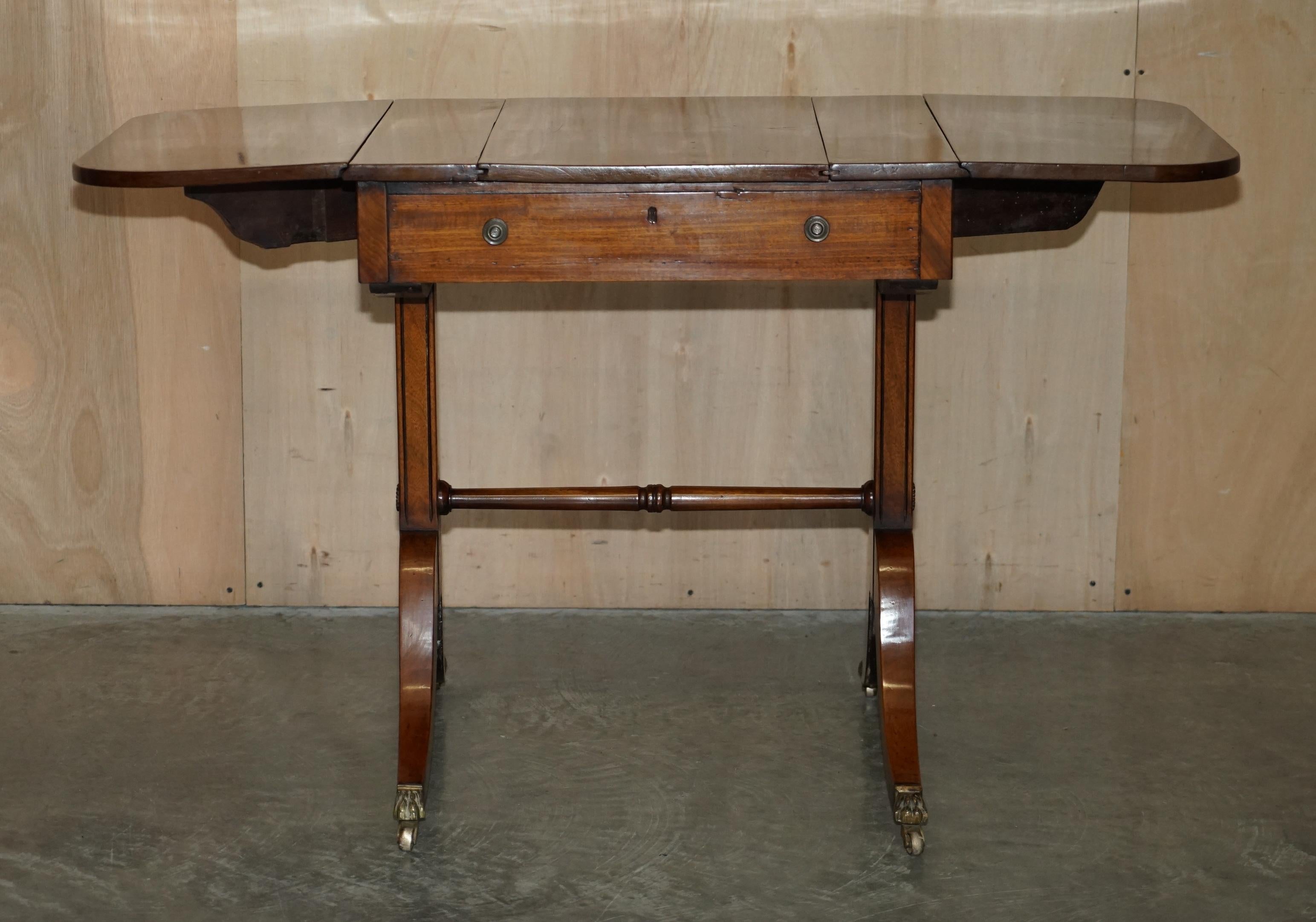 Fully Restored Extending Antique Regency Sofa Table Inc Chess Board & Backgammon For Sale 11