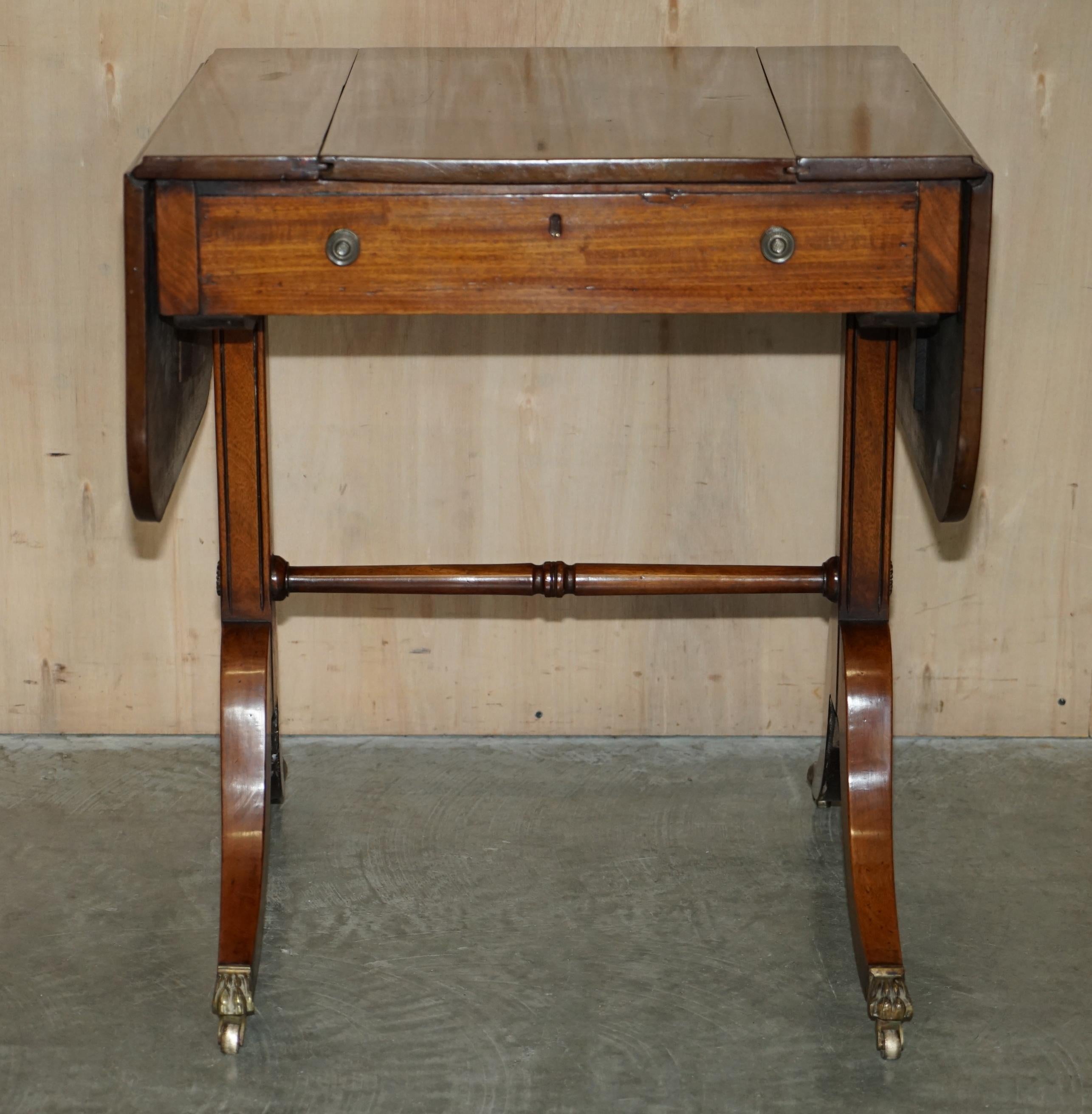 English Fully Restored Extending Antique Regency Sofa Table Inc Chess Board & Backgammon For Sale